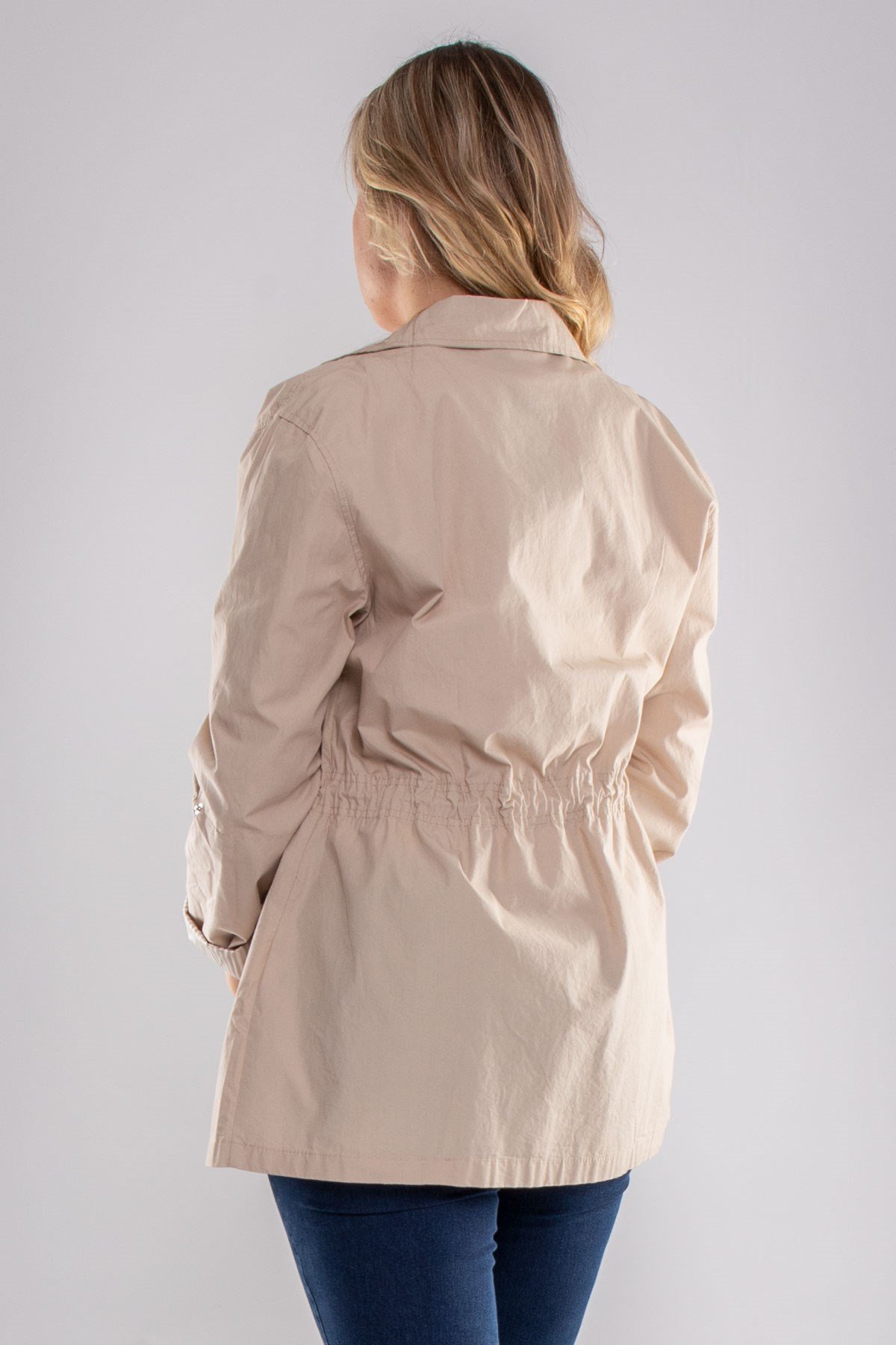 2381 Büyük Beden Beli Bağcıklı Kol Katlama Astarsız Pamuk Yağmurluk