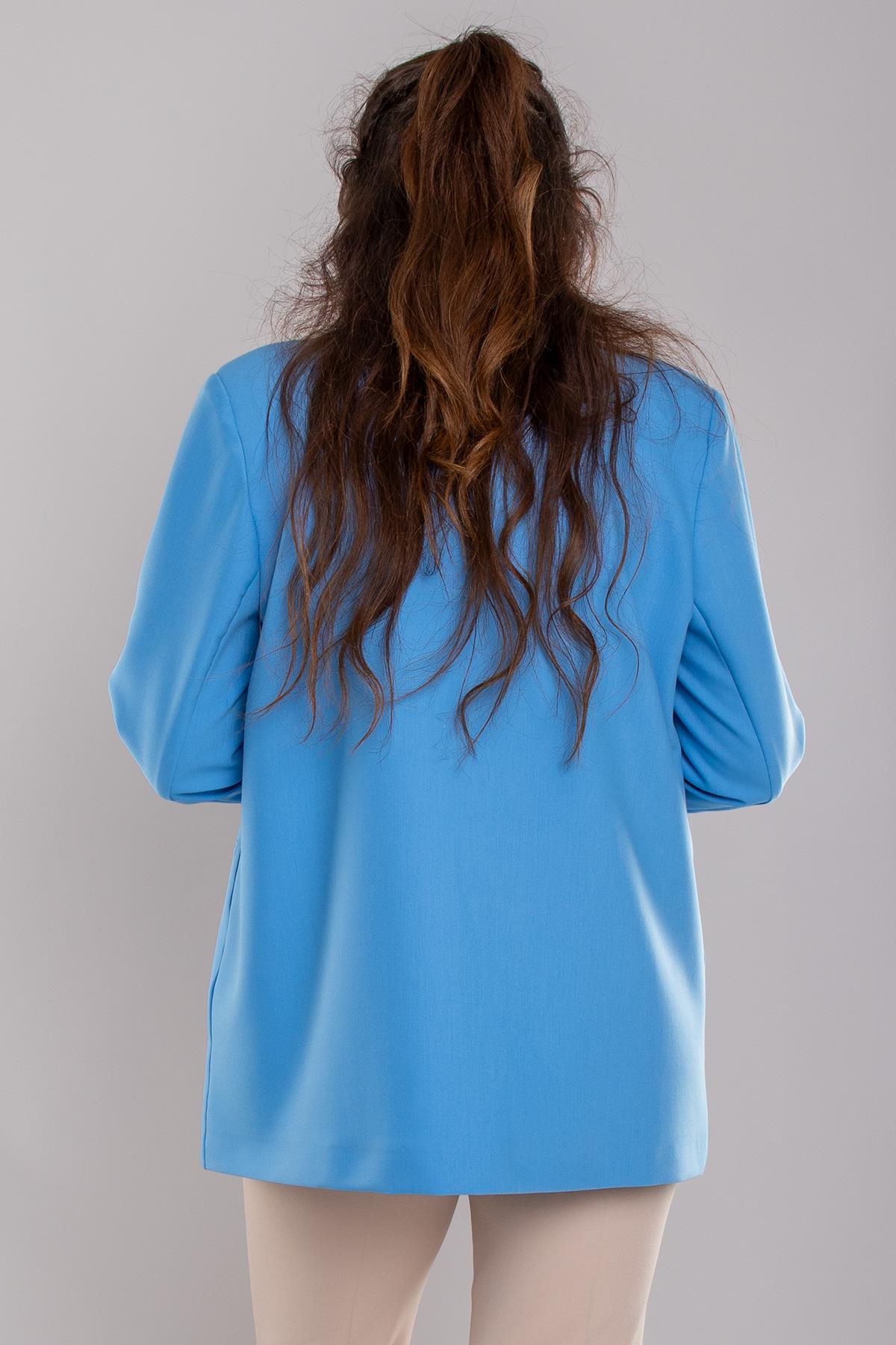 245 Büyük Beden Gül Broşlu Tek Düğme Ceket