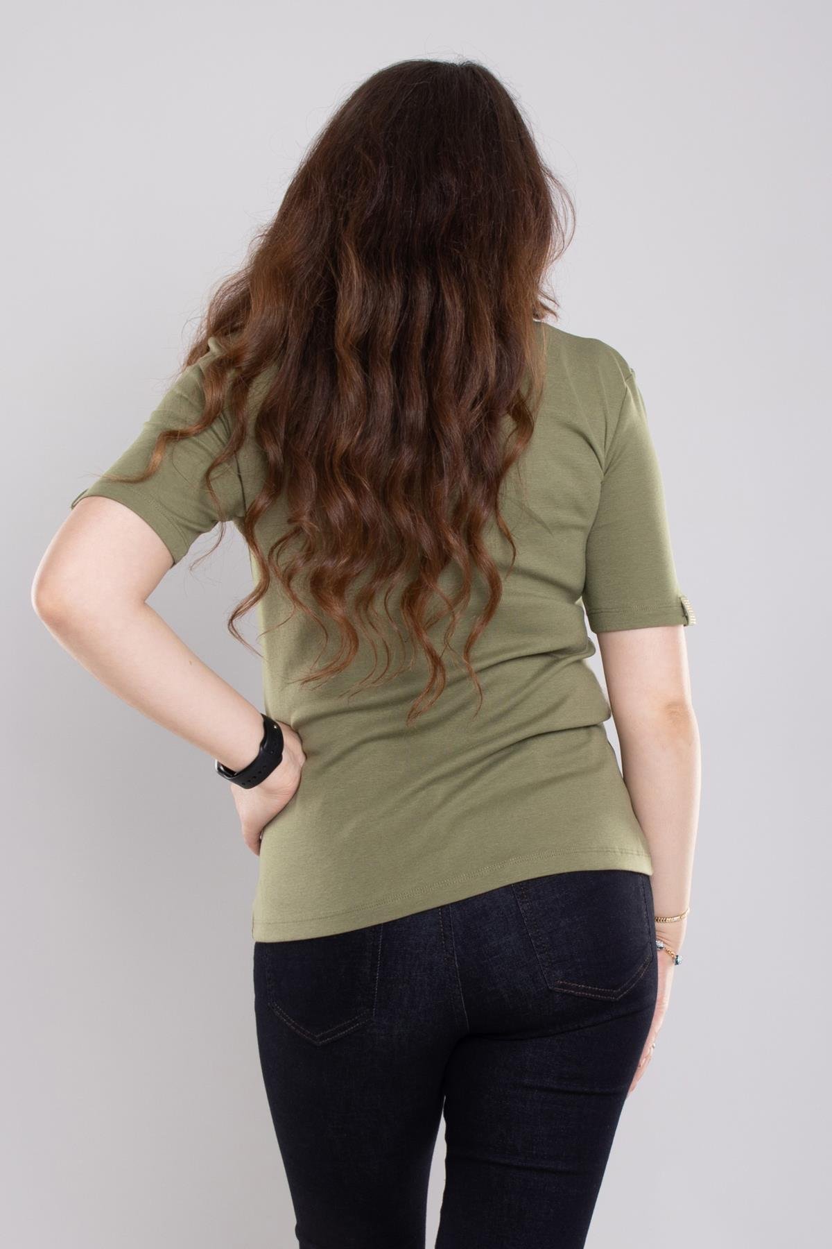 24E013 Vyaka Düğmeli Cepli Kısa Kol Bluz