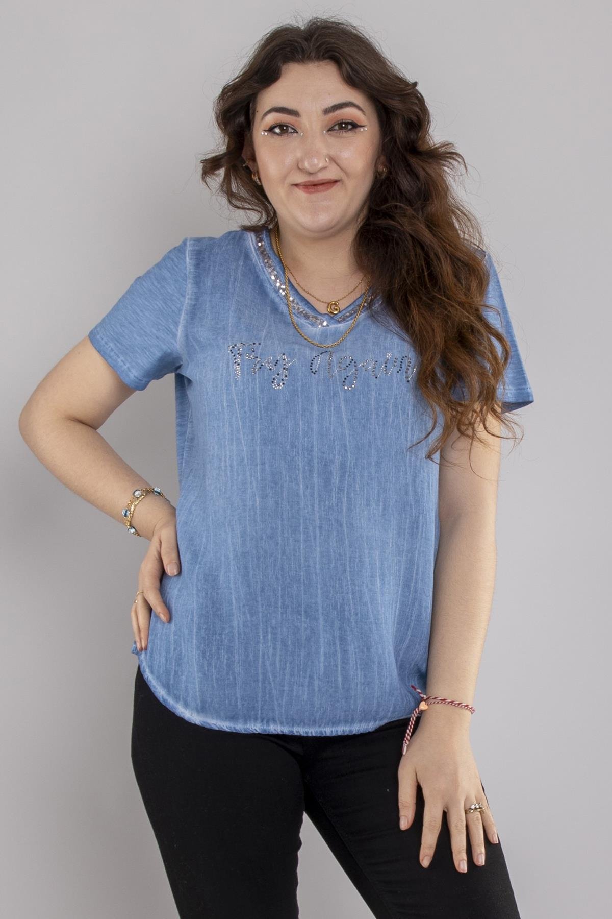 24E052 Vyaka Pullu Pamuk Kısa Kol Bluz