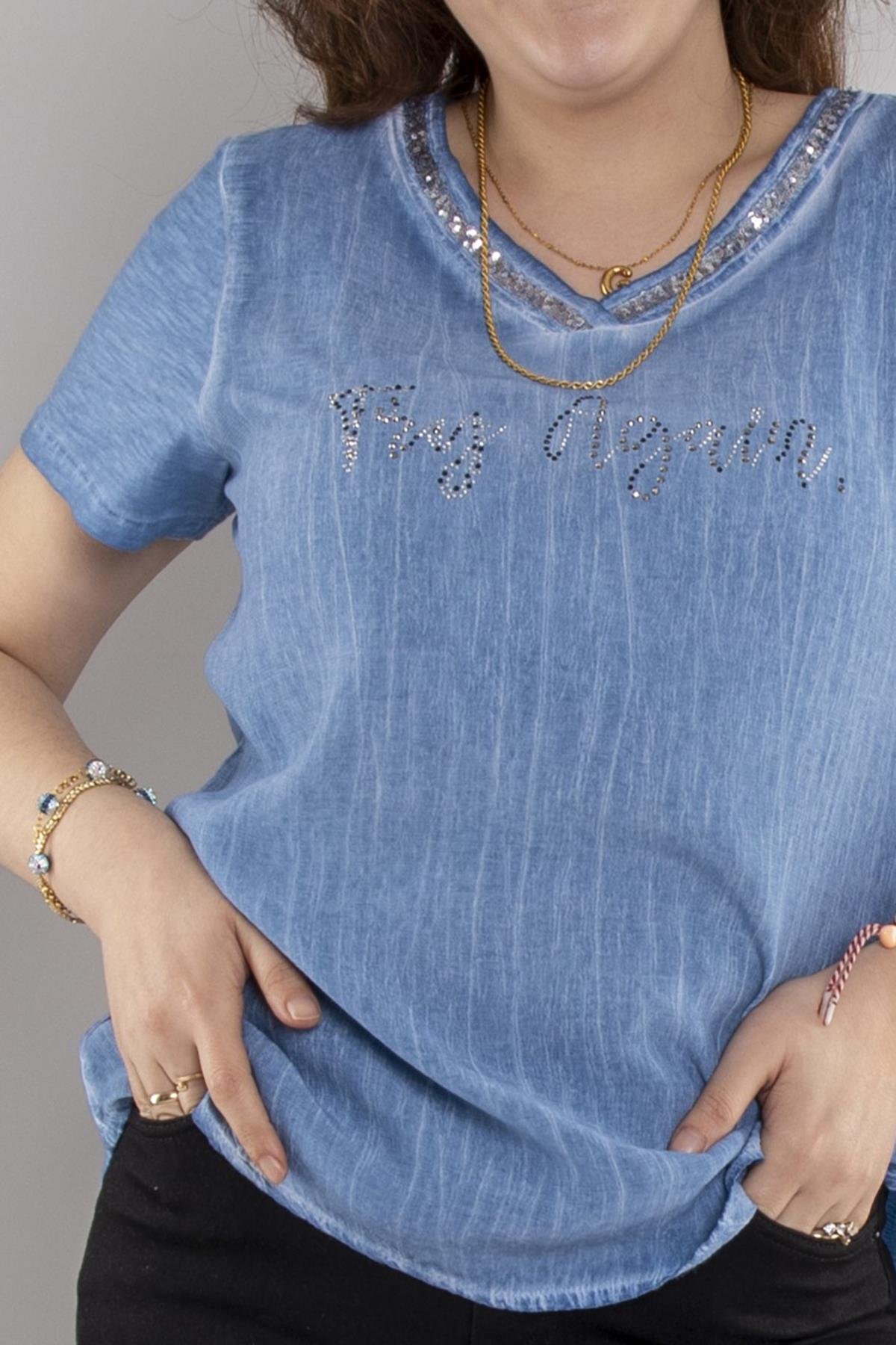 24E052 Vyaka Pullu Pamuk Kısa Kol Bluz