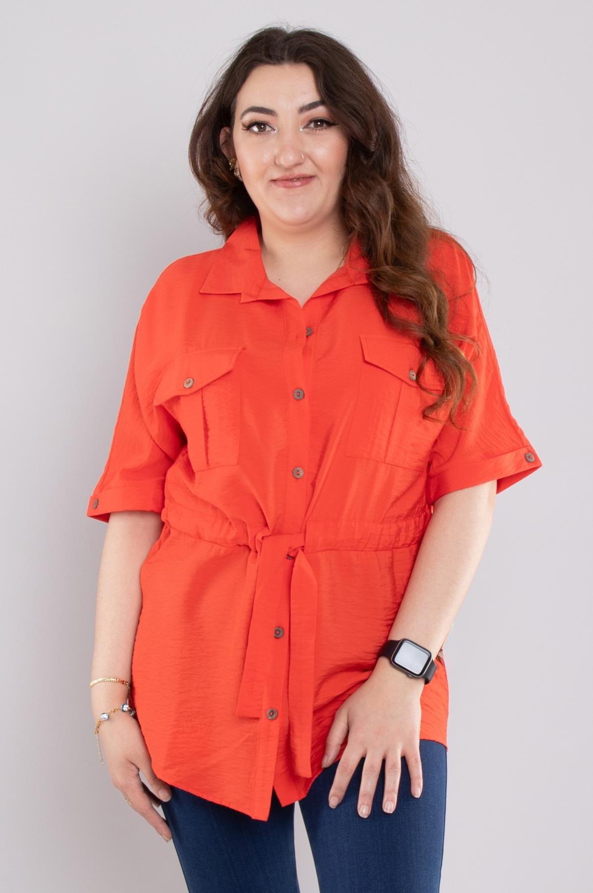 24E112 Cepli Kuşak Detay Viscon Gömlek Ceket