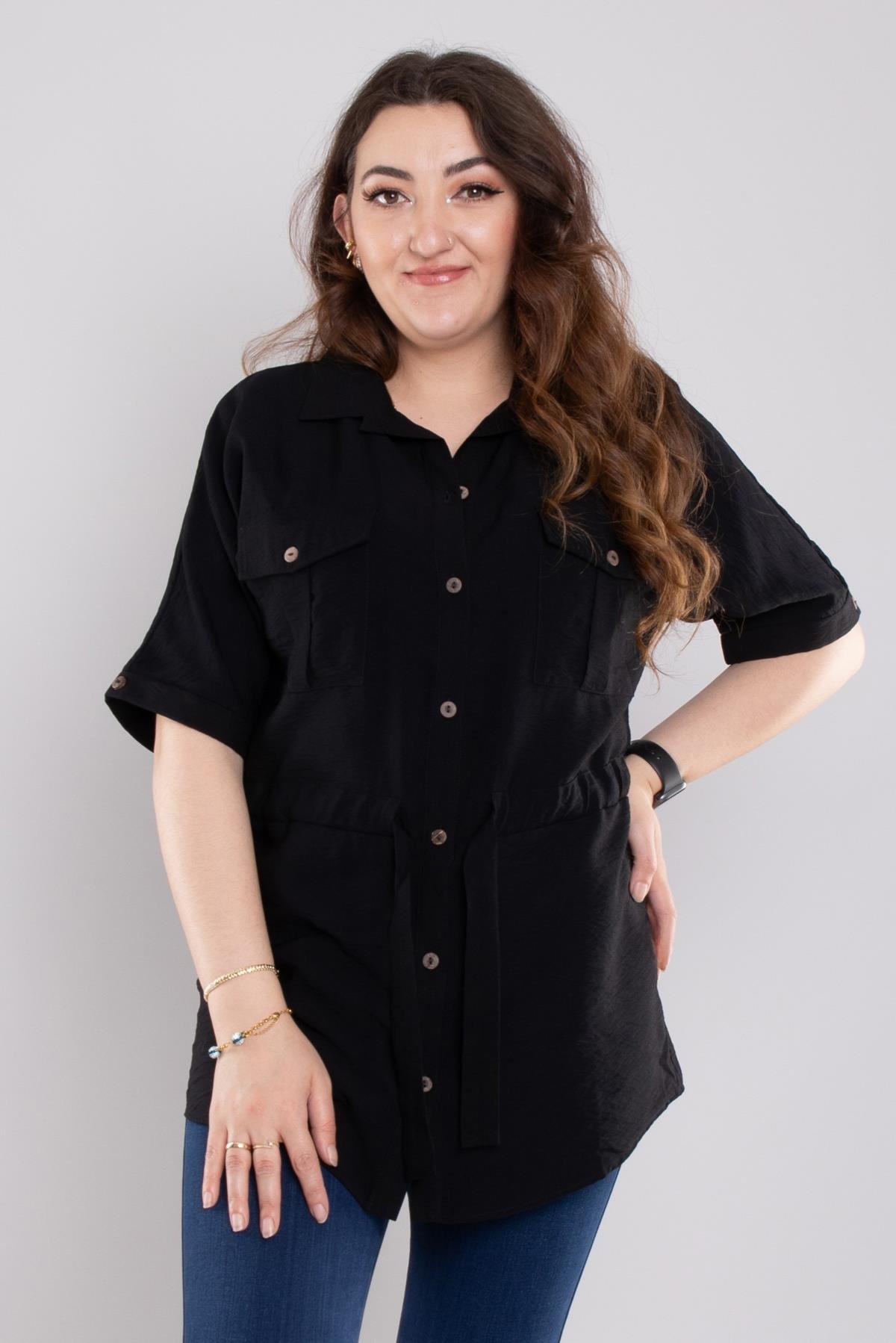 24E112 Cepli Kuşak Detay Viscon Gömlek Ceket