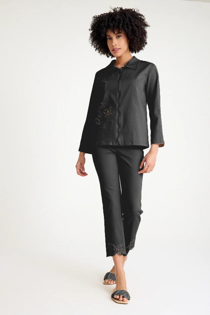 25YC85 Brode İşlemeli Fermuarlı Ceket