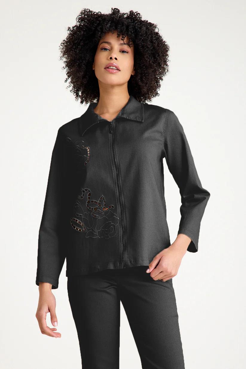 25YC85 Brode İşlemeli Fermuarlı Ceket