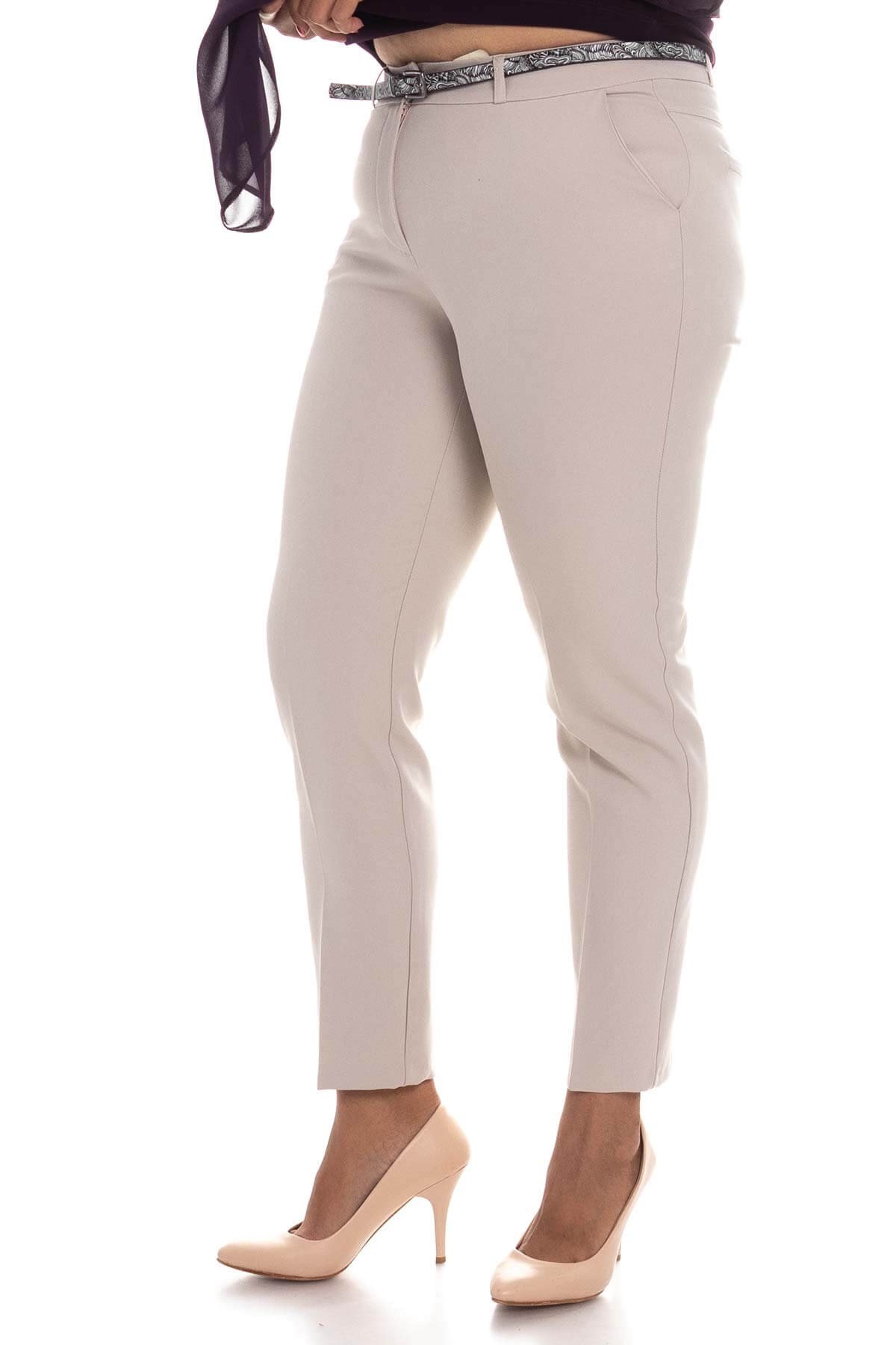 2603 BB Kemerli Pamuklu Cepli Krep Pantolon