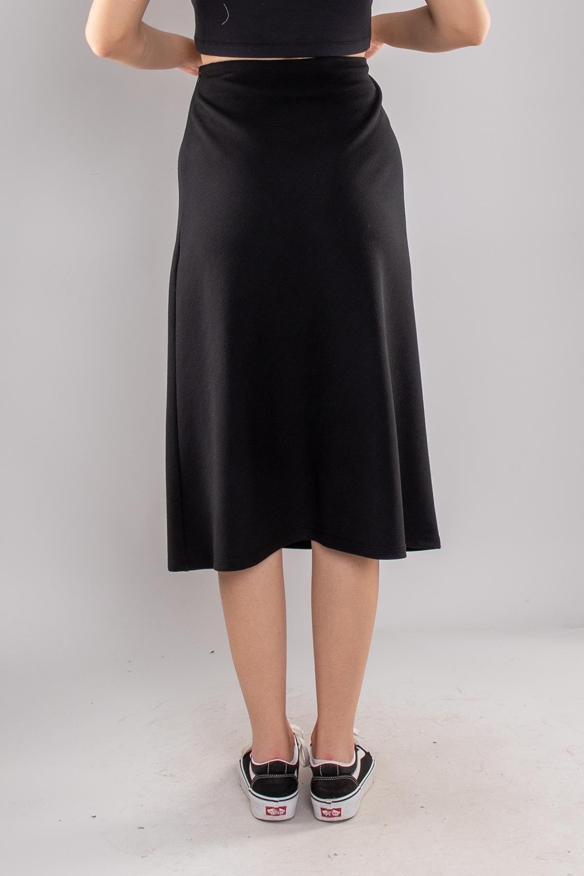 2703 Jarse Kumaş Likralı Midiboy Kadın Çan Etek