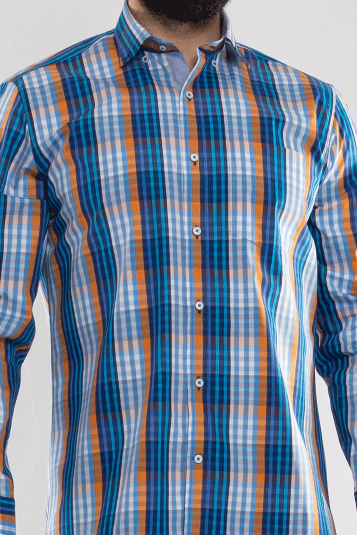 2725 VİP Minik Kareli Uzun Kol Gömlek