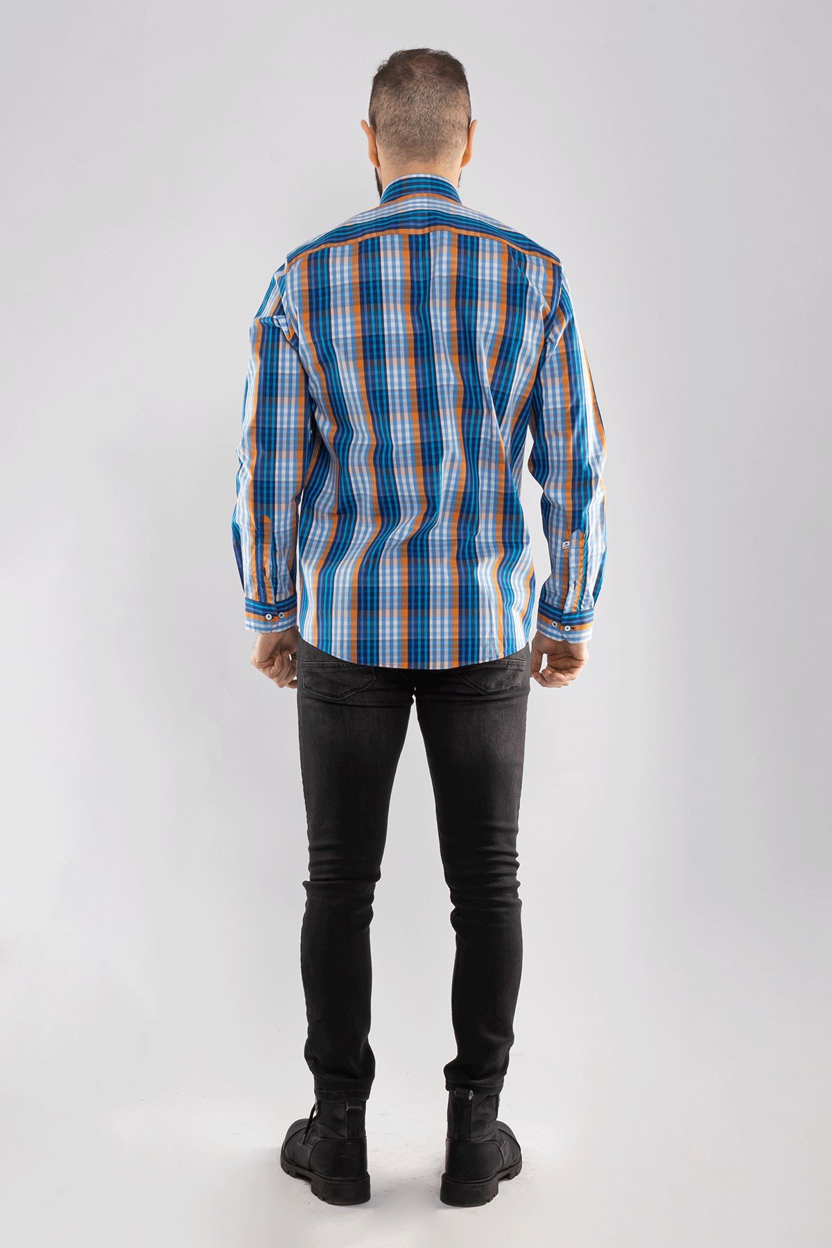 2725 VİP Minik Kareli Uzun Kol Gömlek