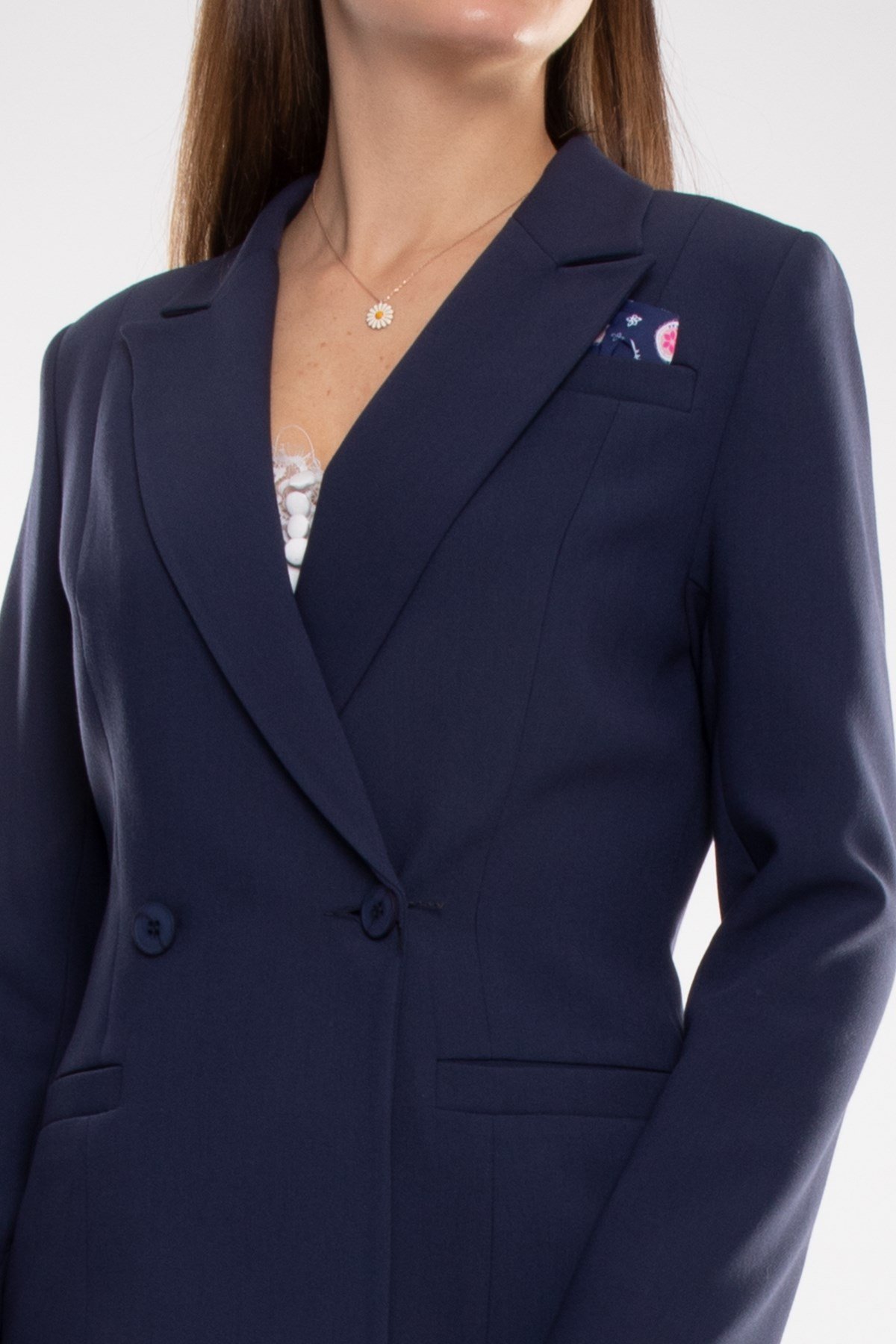 2858 Cep Mendil Detay Pantolon Ceket Kadın Takım