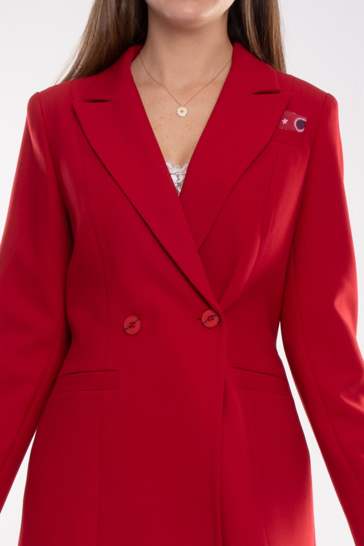 2858 Cep Mendil Detay Pantolon Ceket Kadın Takım