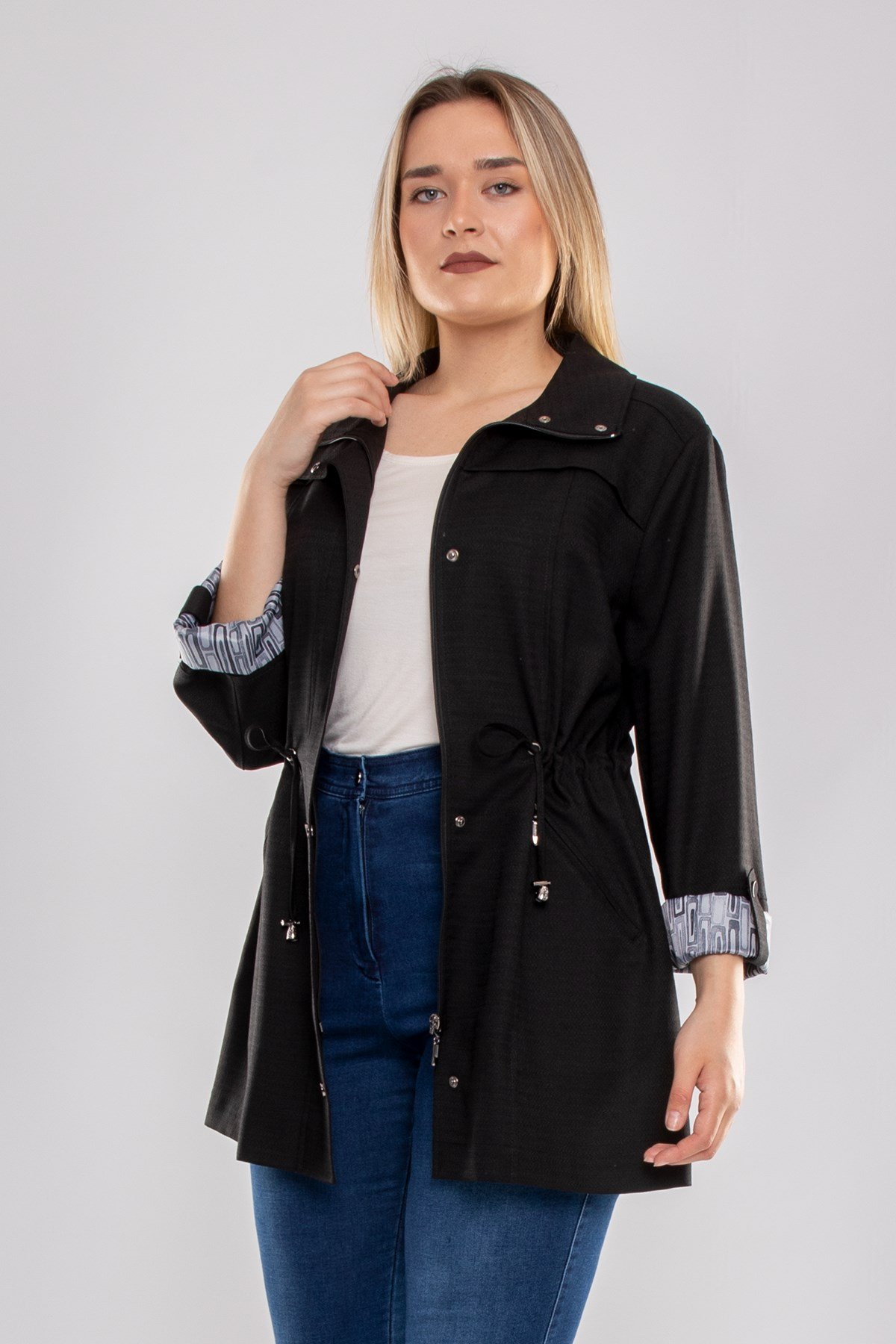 2925 Büyük Beden Beli Bağcıklı Pamuklu Astarsız Kap