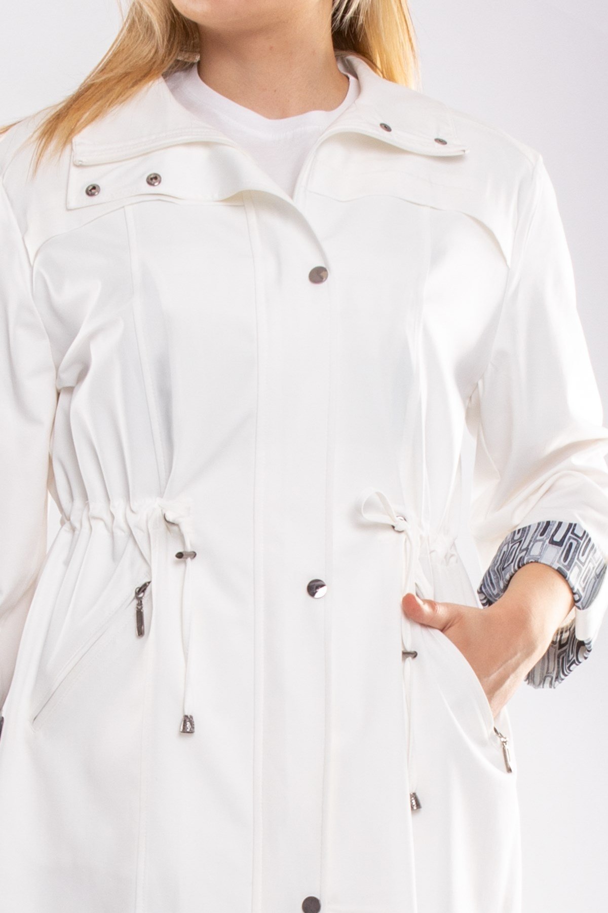 2925 Büyük Beden Beli Bağcıklı Pamuklu Astarsız Kap