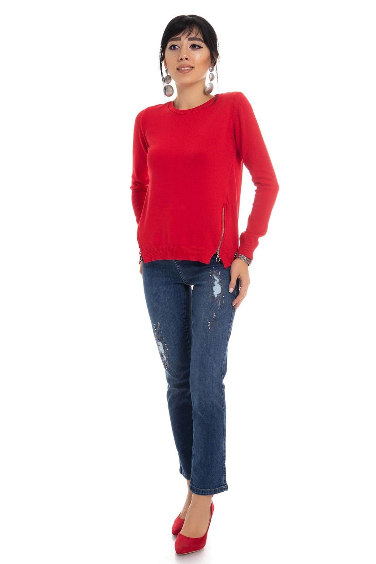 296 Bis.Yaka Yanları Fermuarlı Triko