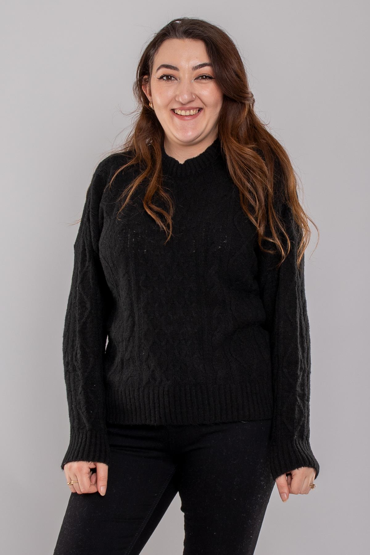 2IZ40 İzmir Kendinden Desenli Bisiklet Yaka Kısa Kazak