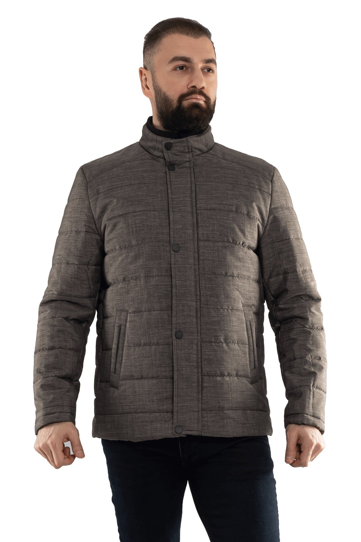 3023 Yaka Ribana İçi Kürklü Cepli Erkek Mont