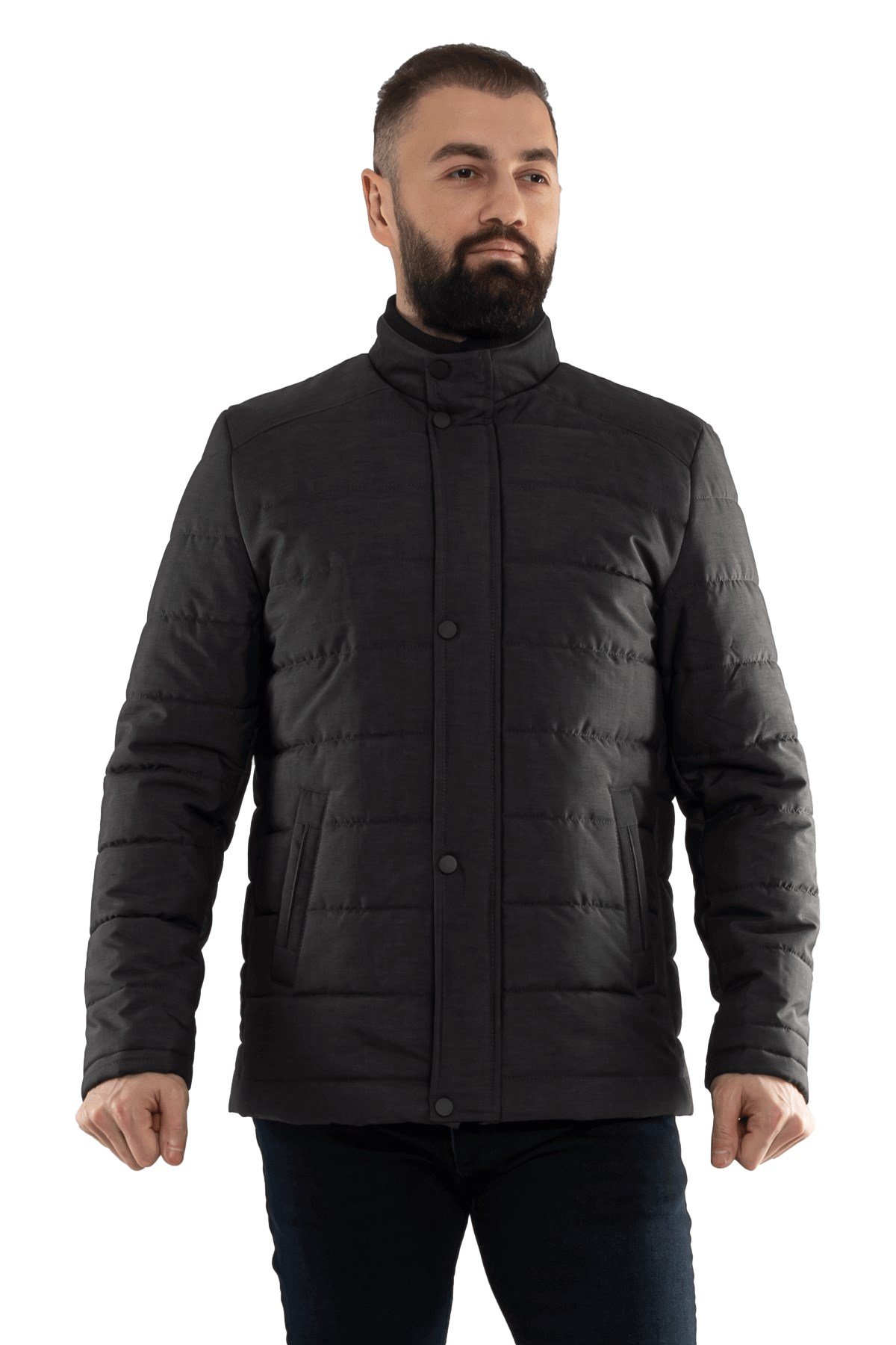 3023 Yaka Ribana İçi Kürklü Cepli Erkek Mont