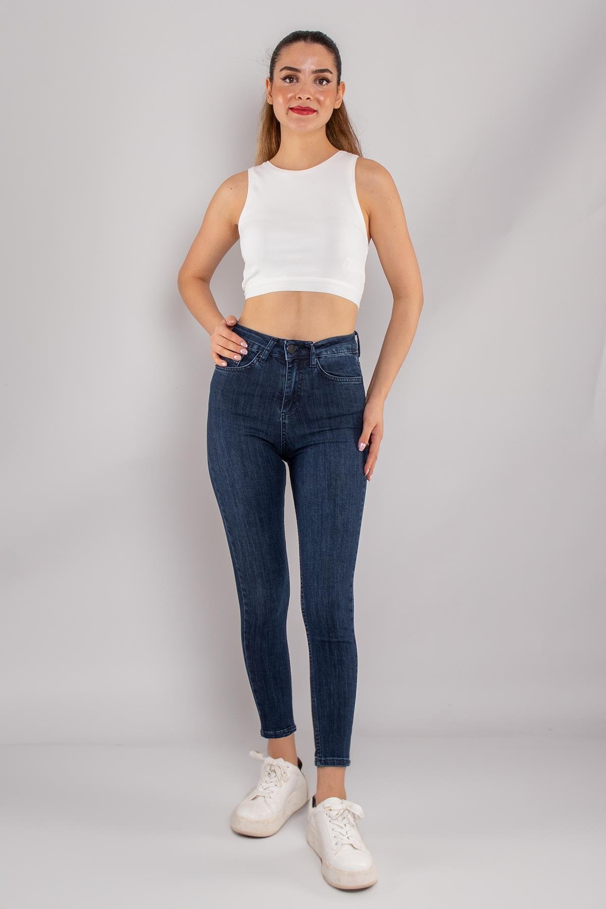 315 Narnia Düz Yüksek Bel Pamuklu Kadın Pantolon