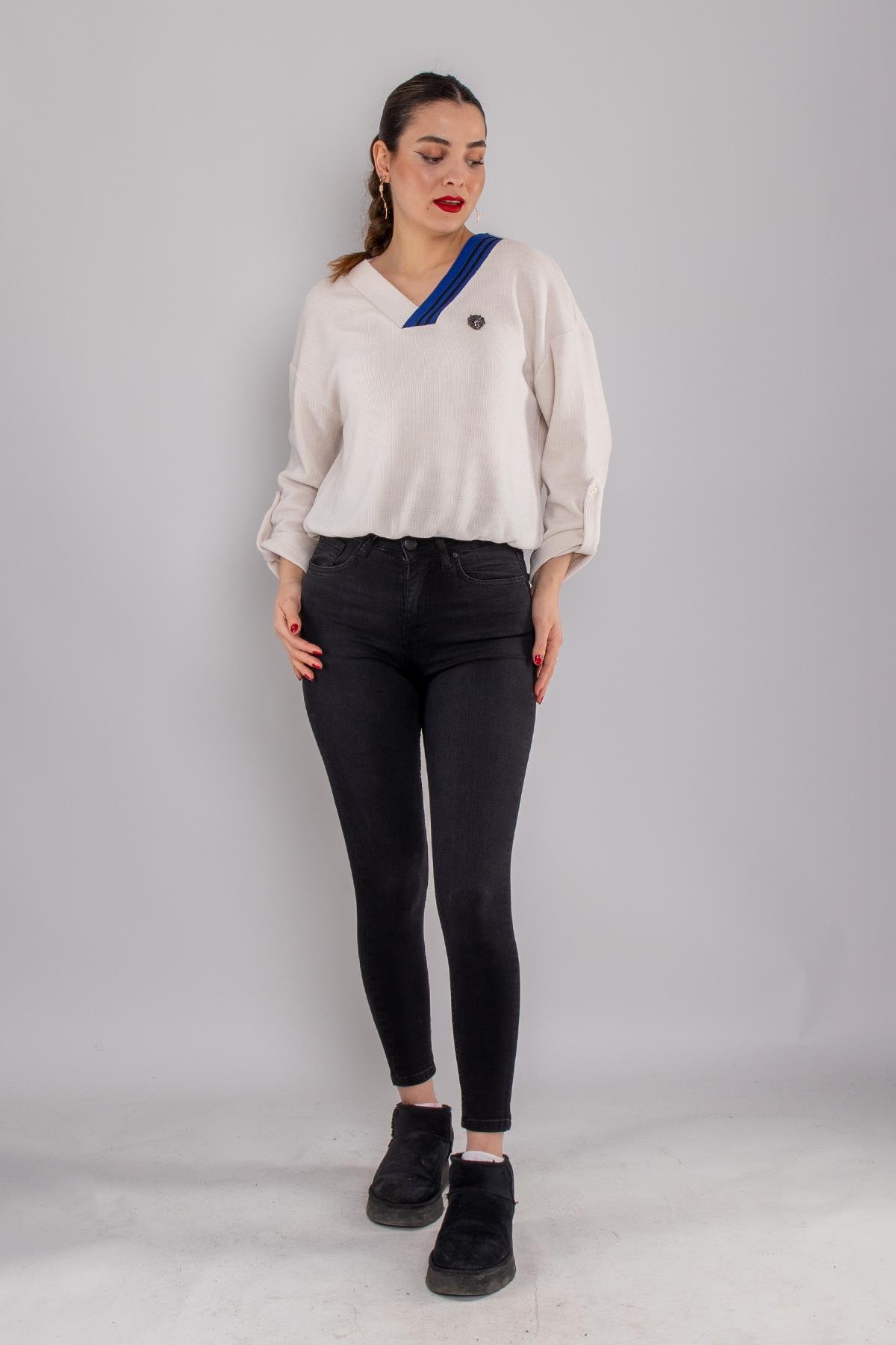 315 Narnia Düz Yüksek Bel Pamuklu Kadın Pantolon