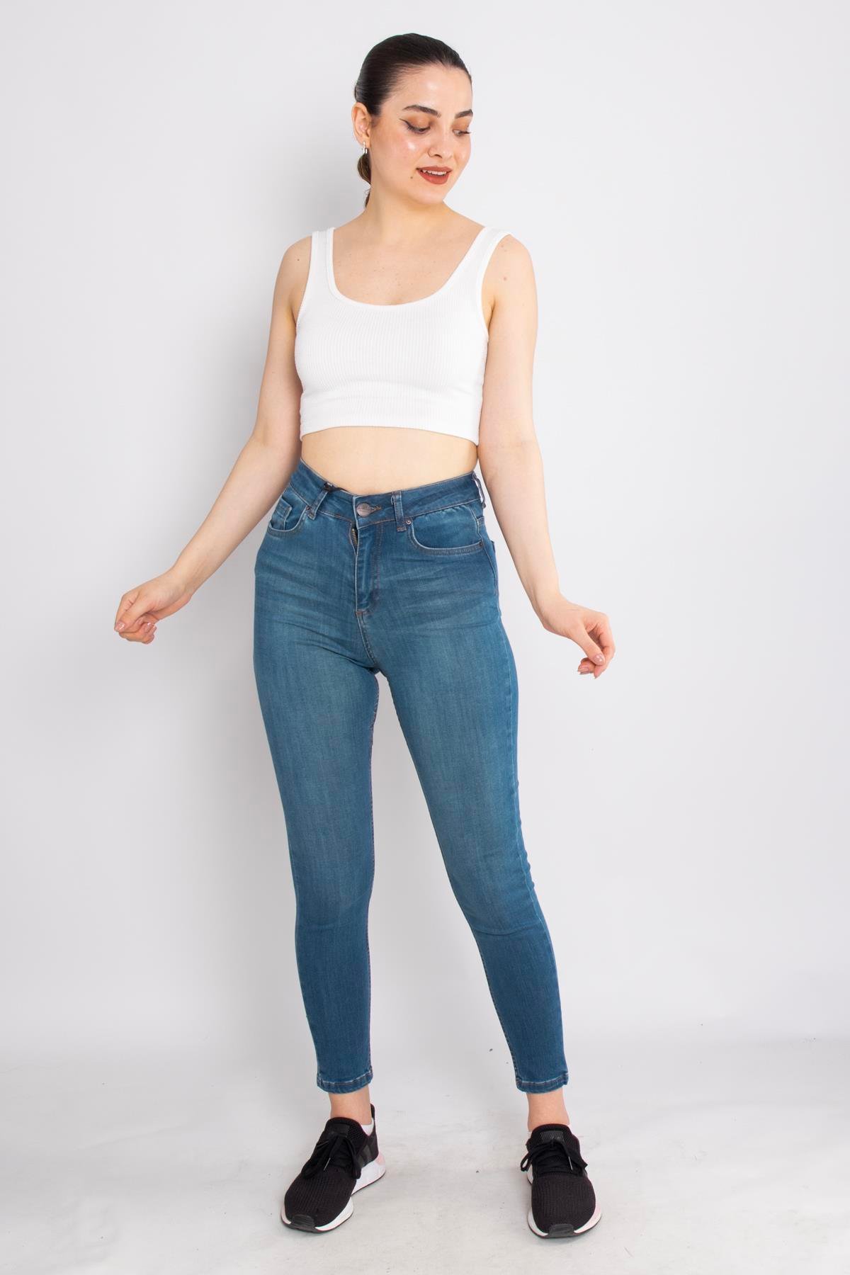 315 Narnia Düz Yüksek Bel Pamuklu Kadın Pantolon