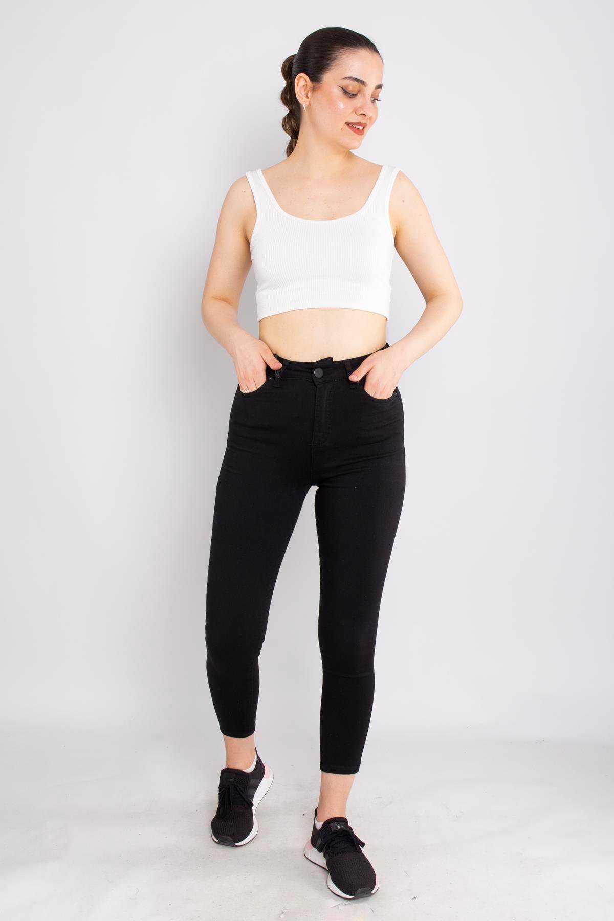 315 Narnia Düz Yüksek Bel Pamuklu Kadın Pantolon