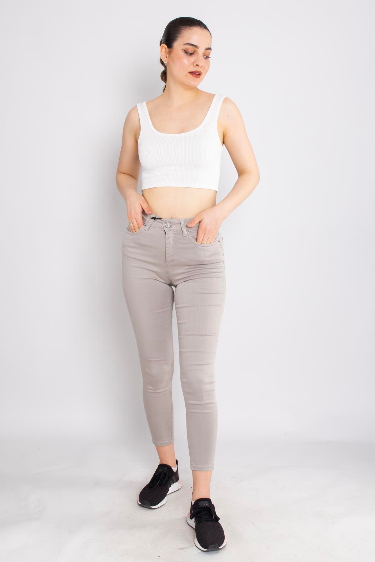 315 Narnia Düz Yüksek Bel Pamuklu Kadın Pantolon