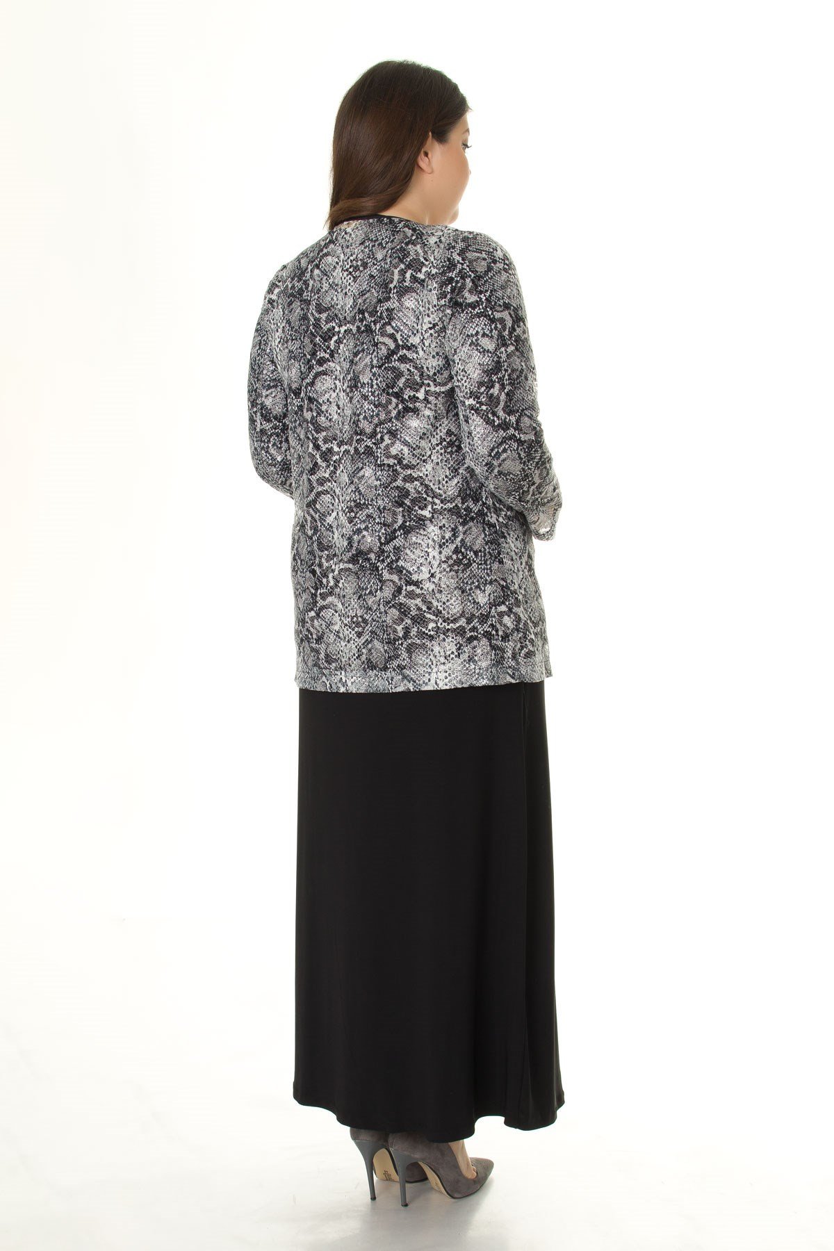 3192 YILAN DESEN CEKET-UZUN ELBİSE TAKIM