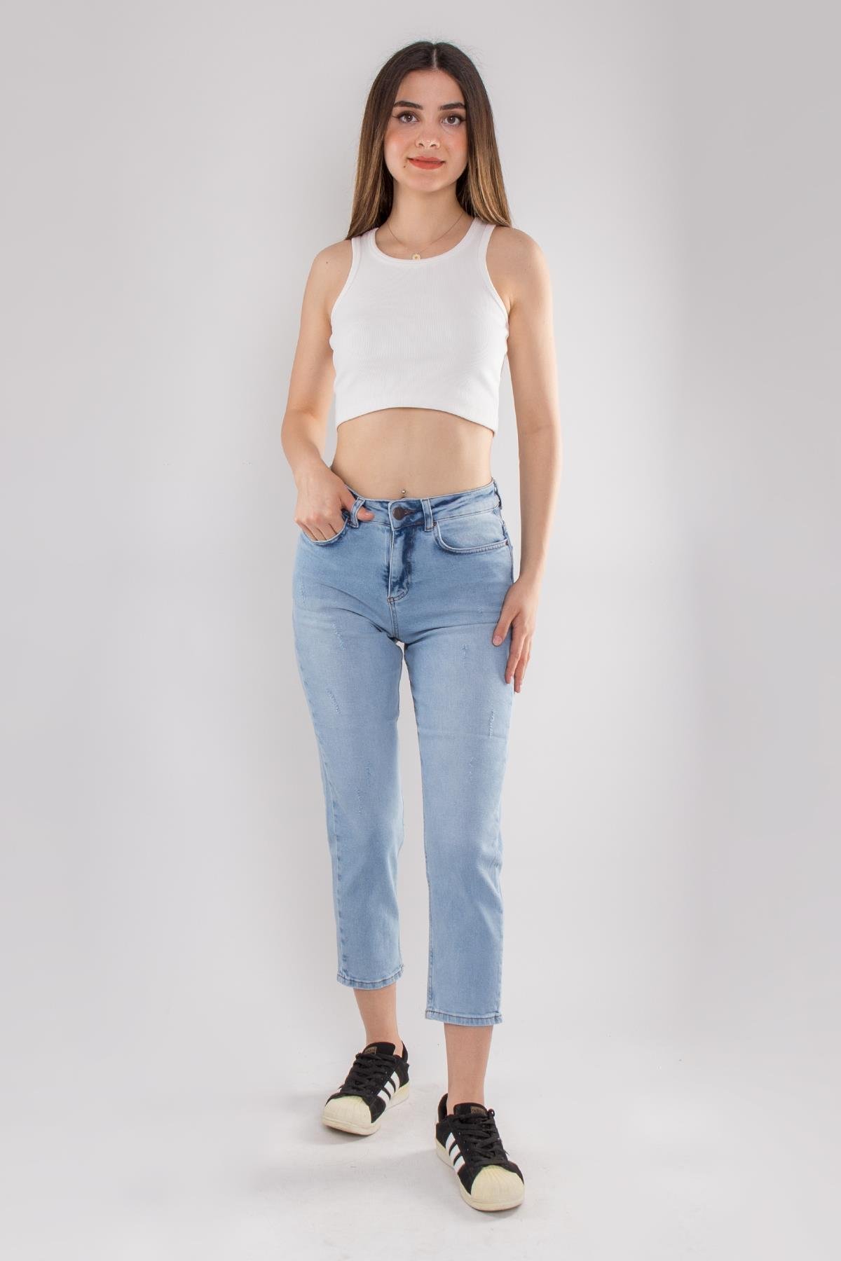 320 Boru Paça Mom Pamuklu Kadın Pantolon