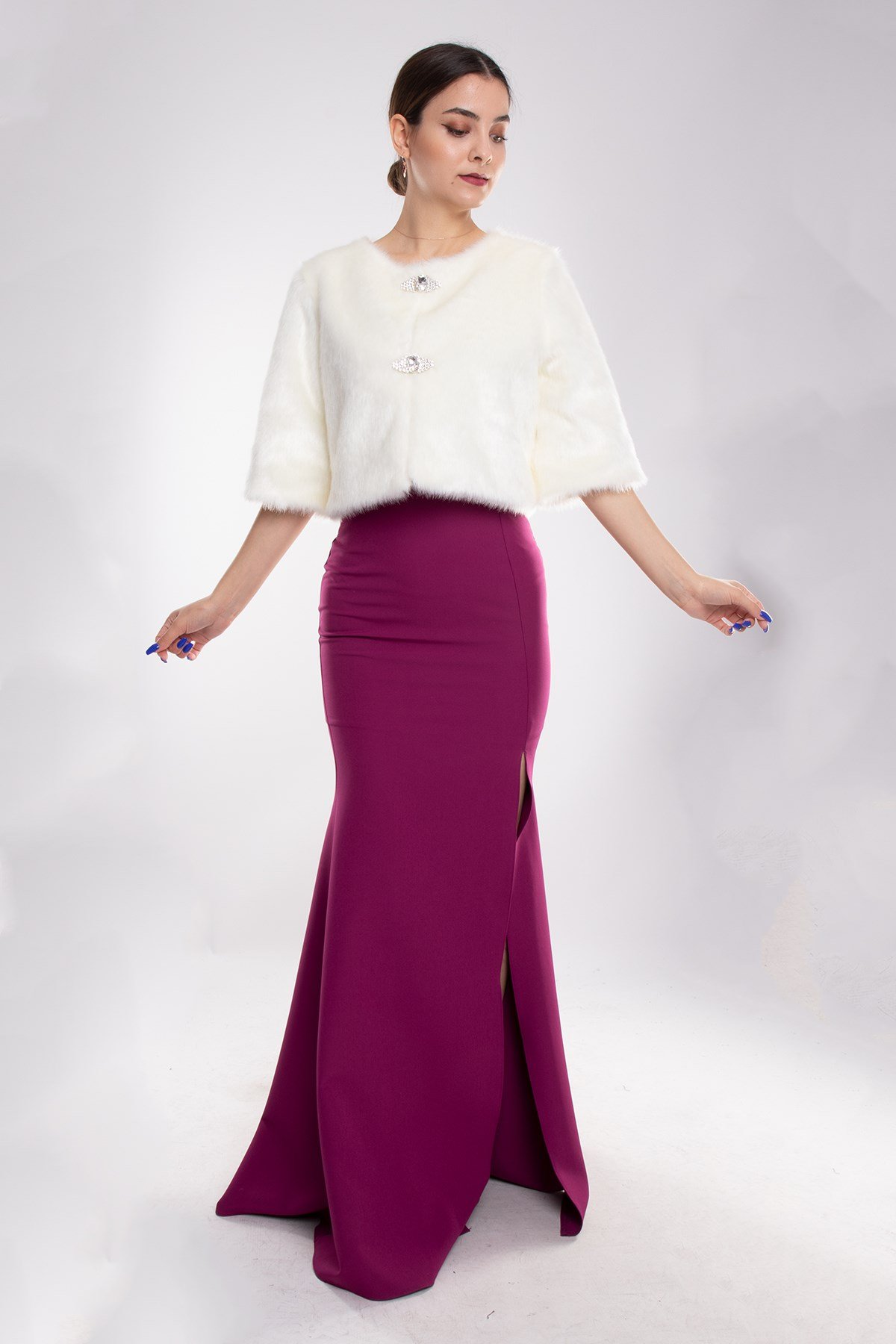 321 Çift Broşlu Kısa Kol Etol Kürk