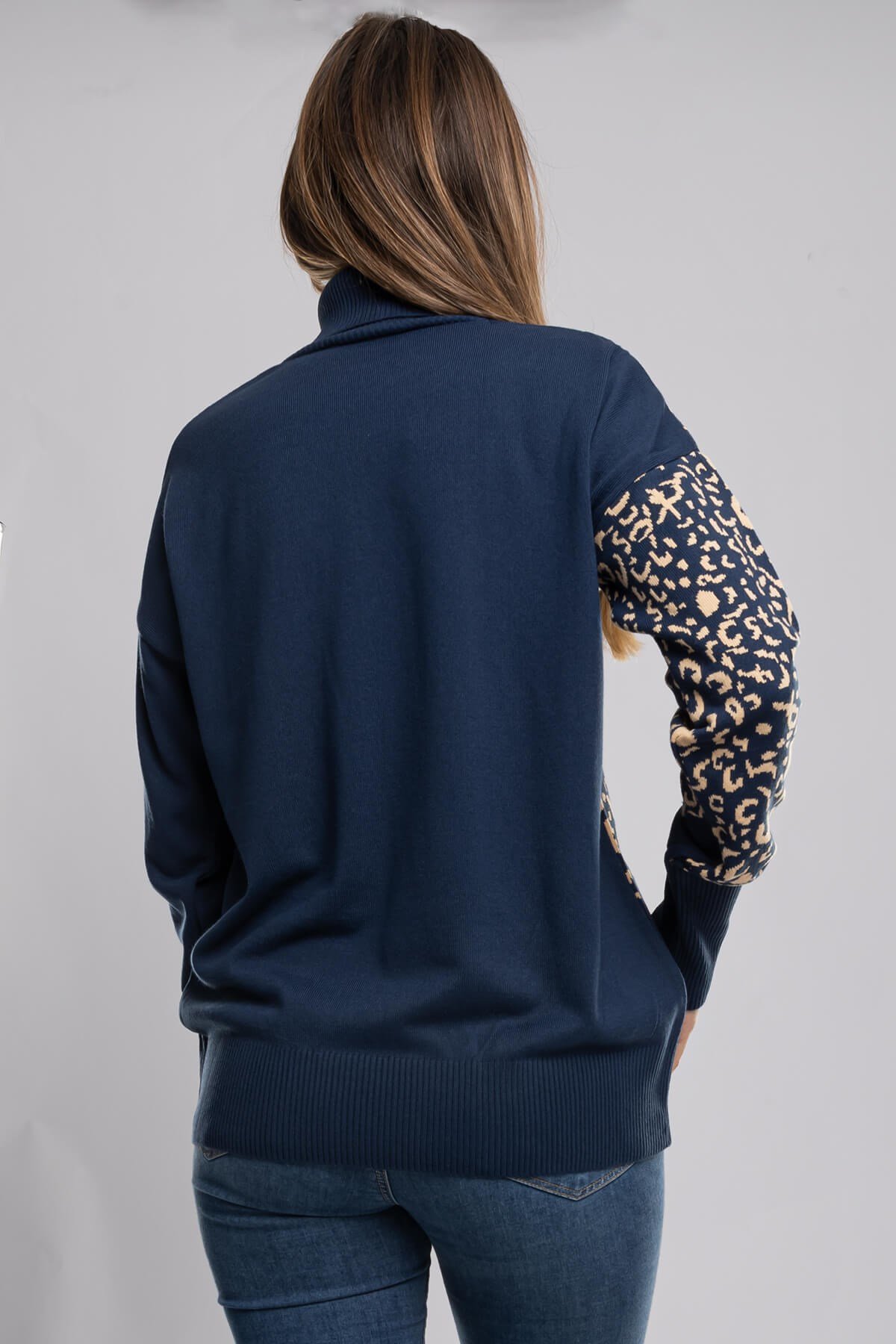 32267 Tam Balıkçı Desenli Kadın Kazak