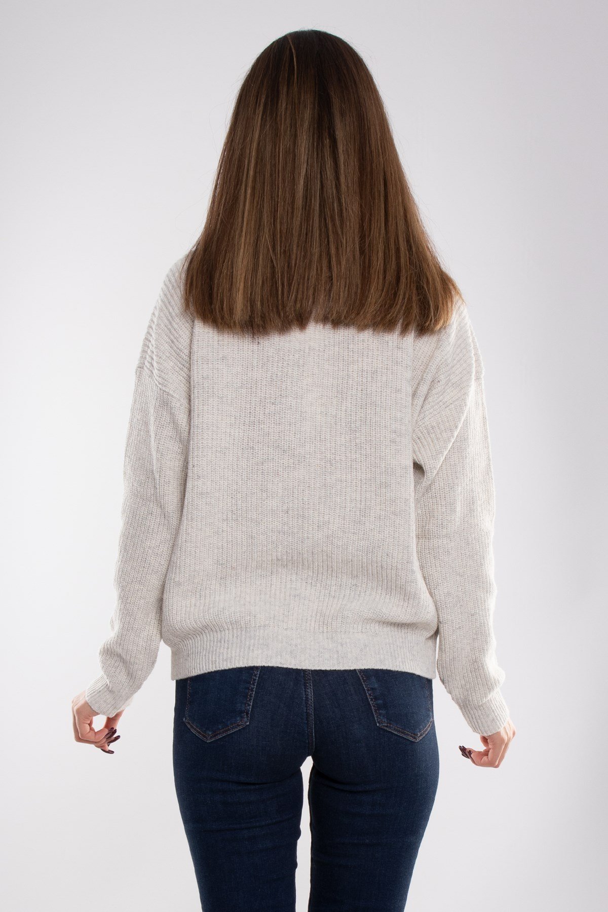 32322 Yarım Balıkçı Yaka Fermuarlı Kadın Triko Kazak