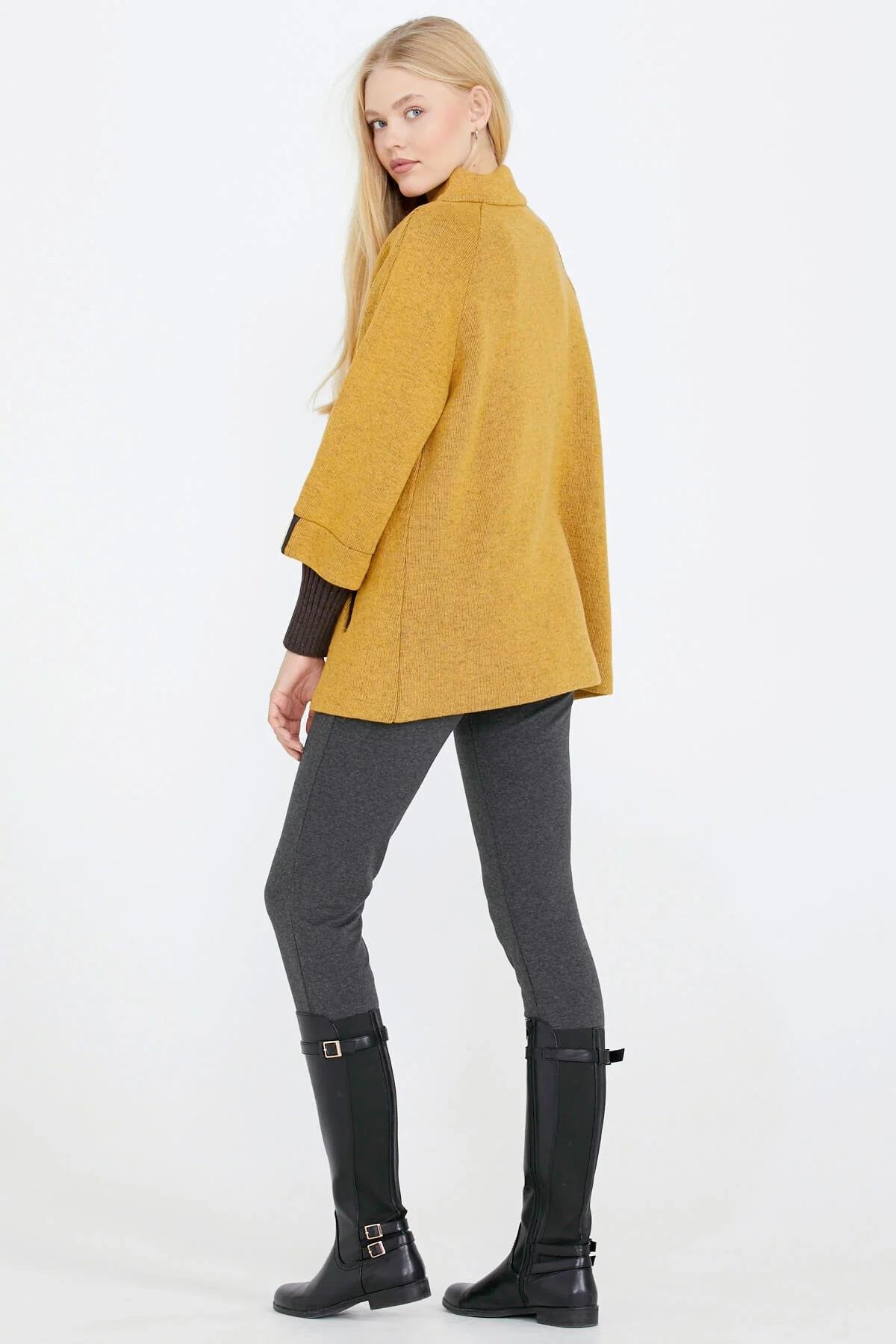 34151 Yaka Toka Detay Fermıuarlı Triko Ceket