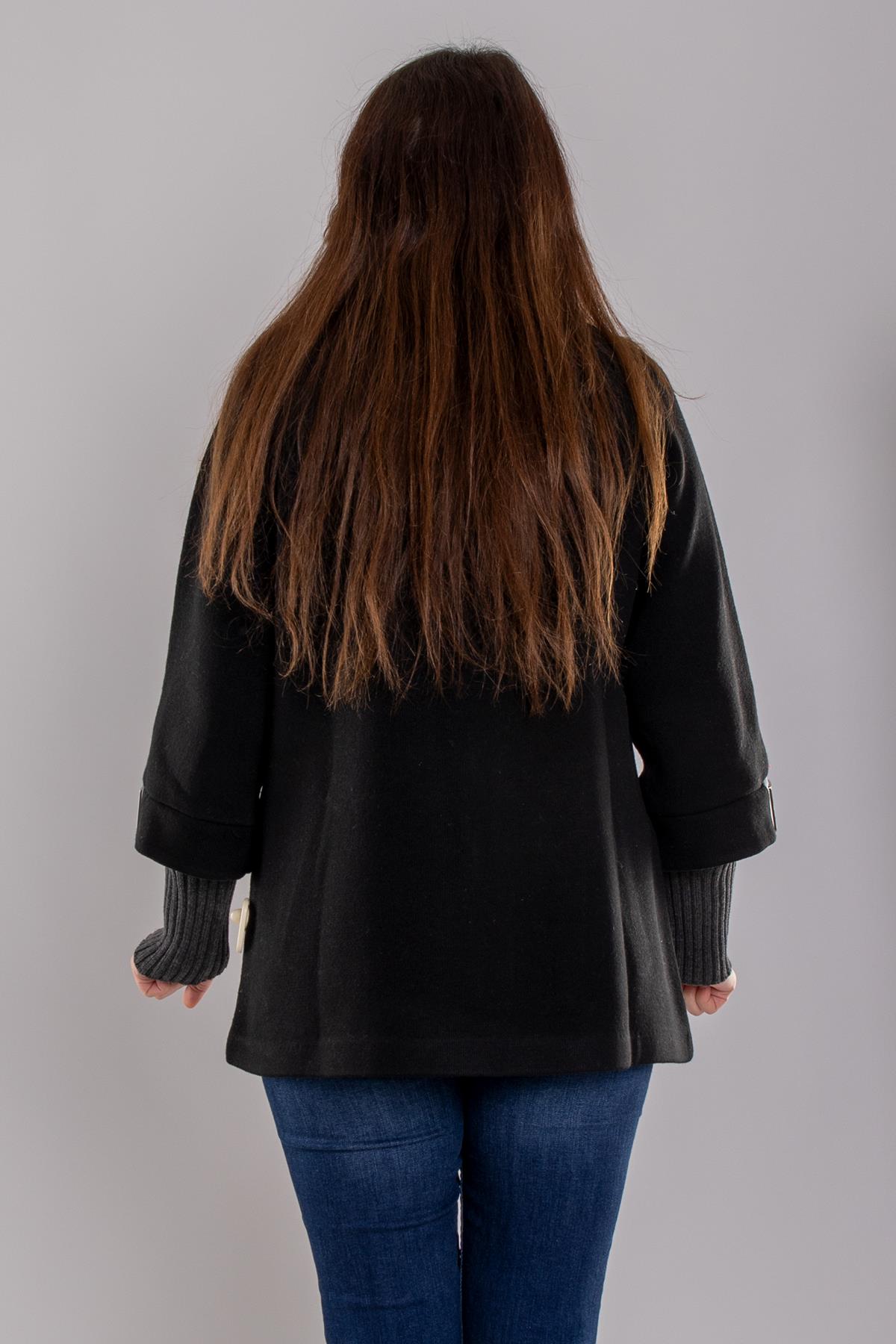 34151 Yaka Toka Detay Fermıuarlı Triko Ceket