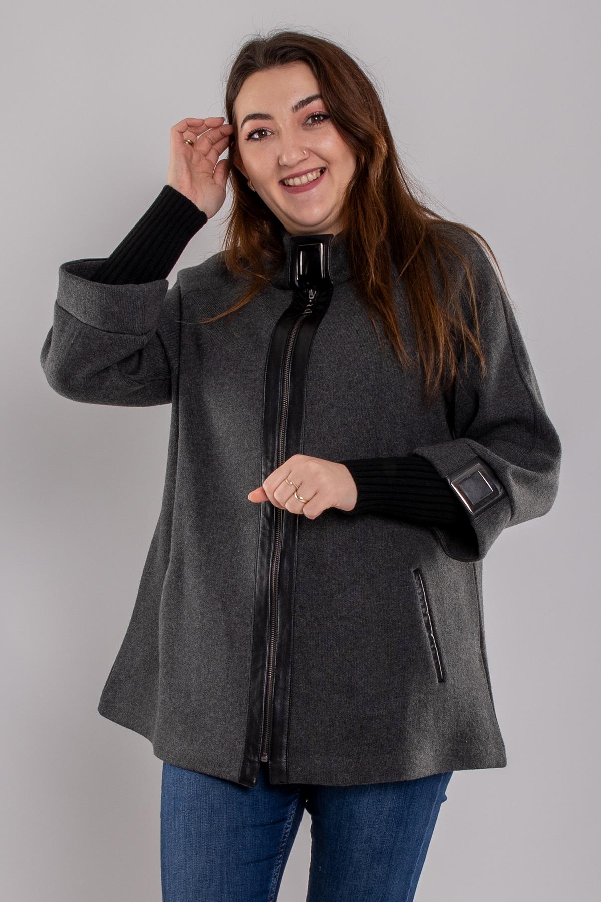 34151 Yaka Toka Detay Fermıuarlı Triko Ceket