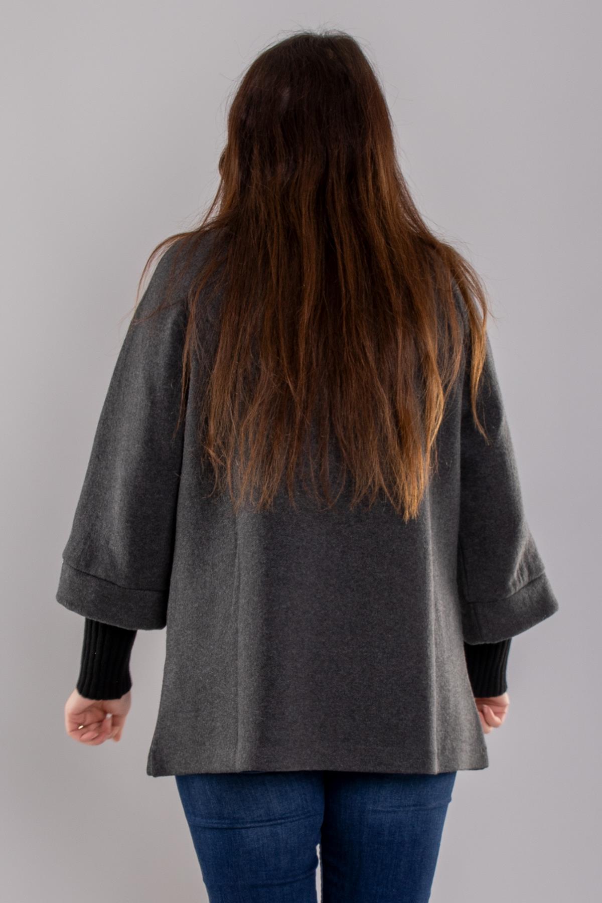 34151 Yaka Toka Detay Fermıuarlı Triko Ceket