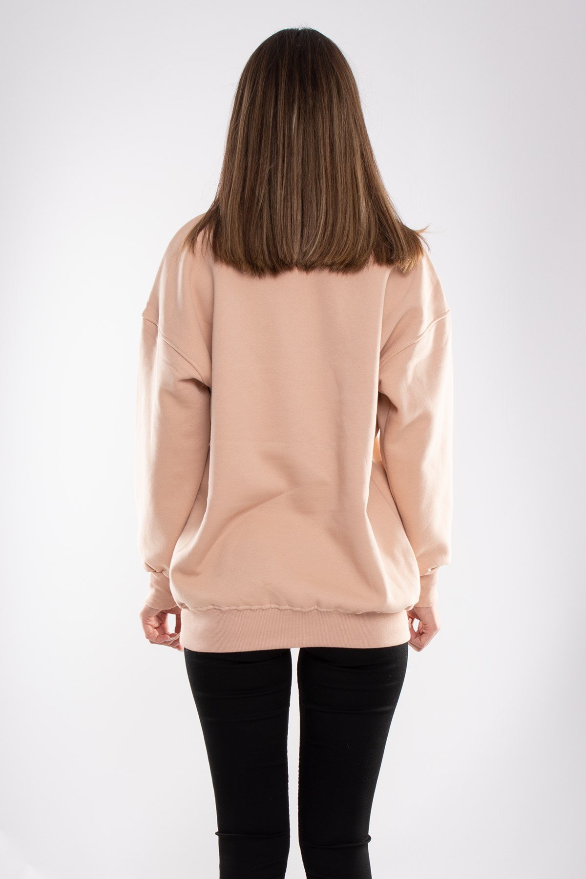 3656 İçi Şardonlu Baskılı Bisiklet Yaka Pamuk Sweat