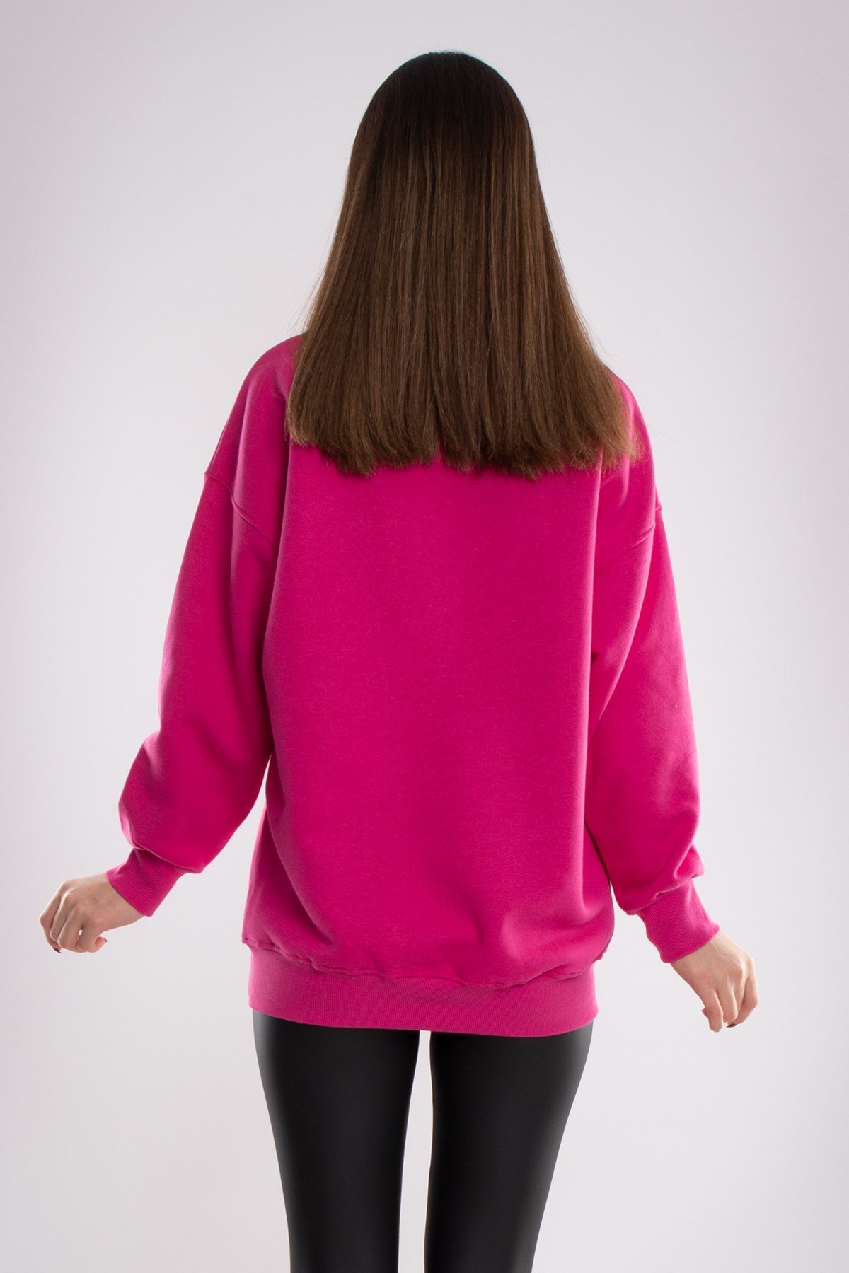 3656 İçi Şardonlu Baskılı Bisiklet Yaka Pamuk Sweat