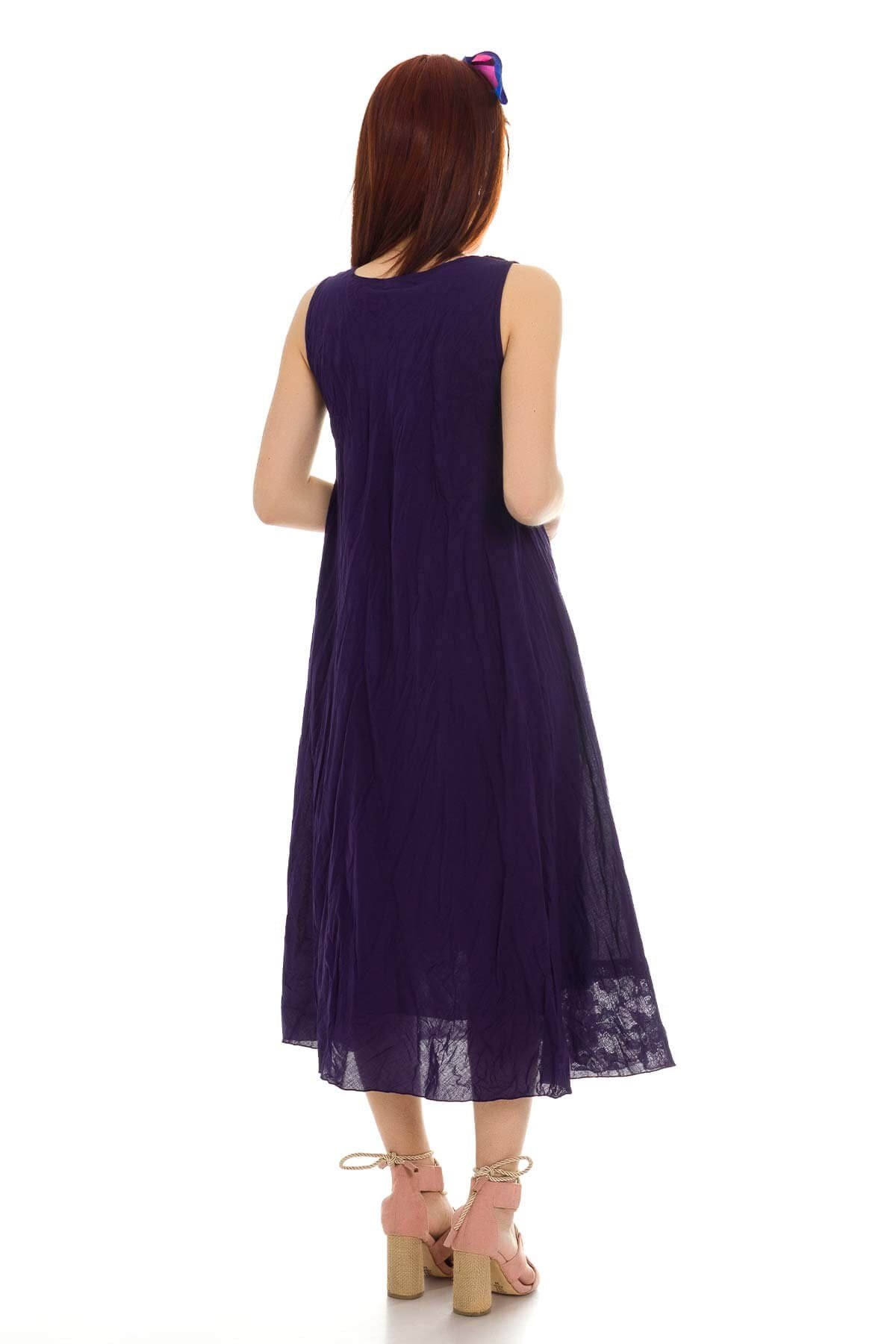 3733 BB Eteği Dantel Pul İşlemeli Otantik Elbise