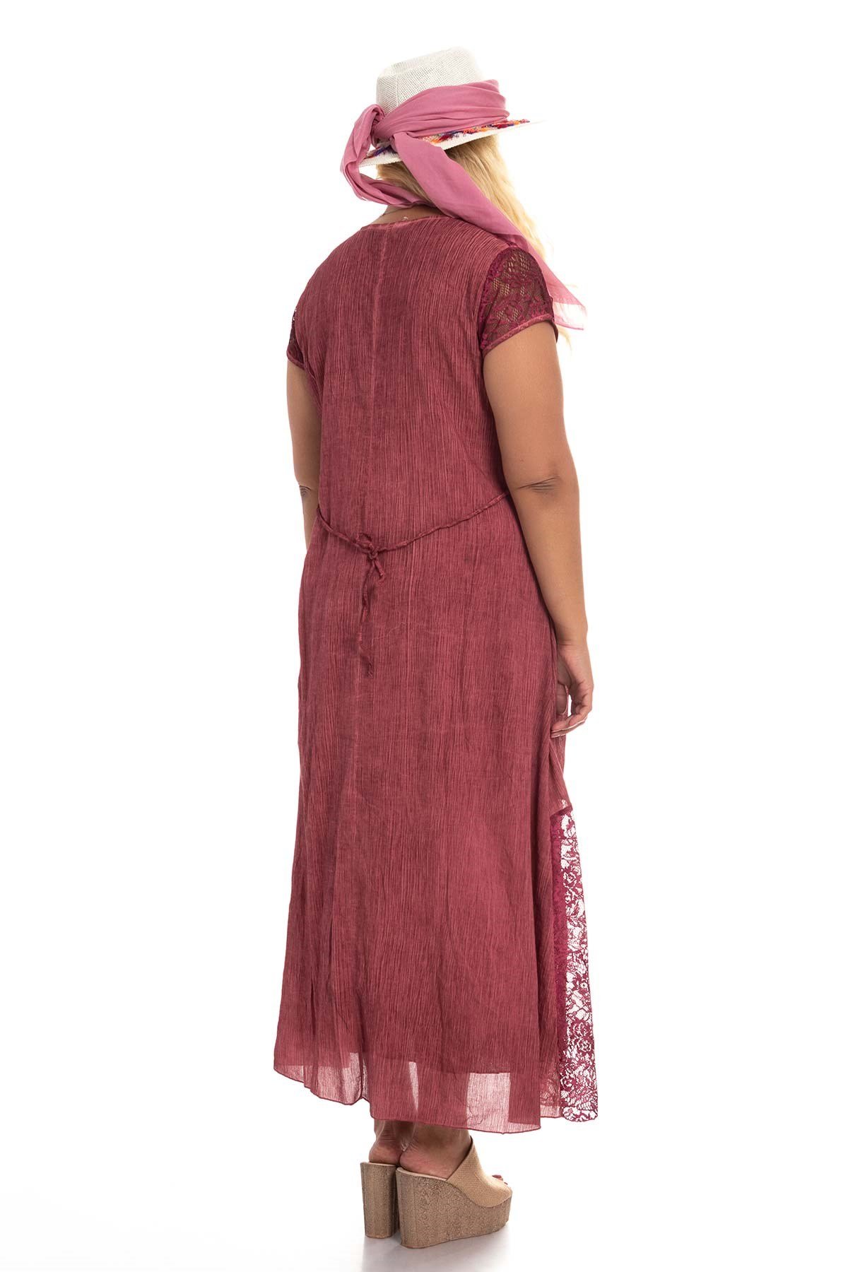 3734 Dantel Detay Pamuk otantik Elbise