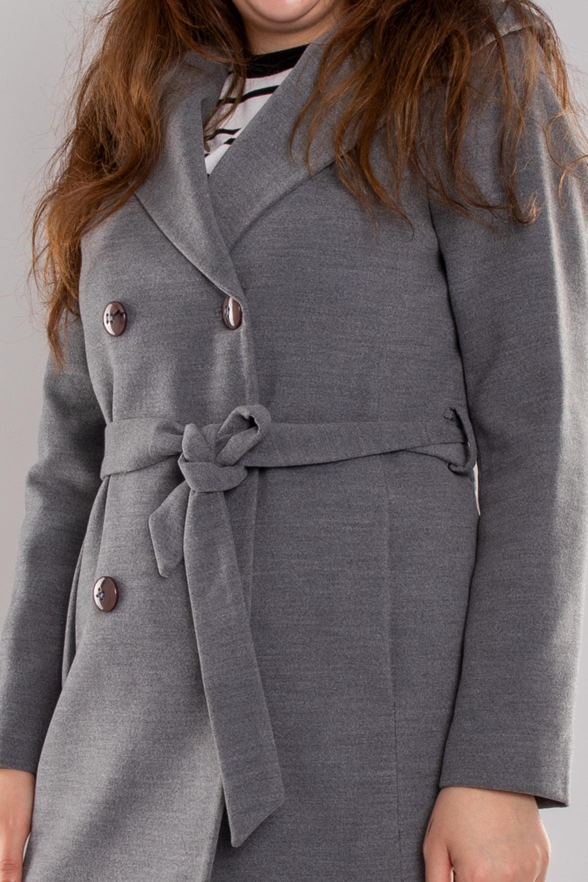 3844 P.M. Şalyaka Kapüşonlu Kuşaklı Midiboy Kadın Kaşe Kaban