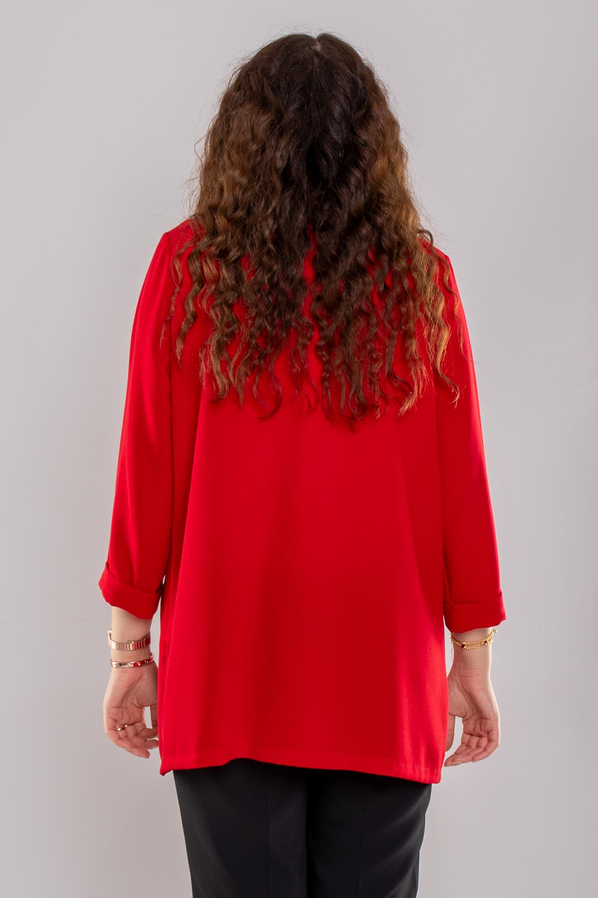 4406 Omuz Apoletli Kol Katlamalı Beli Bağcıklı Kadın Ceket