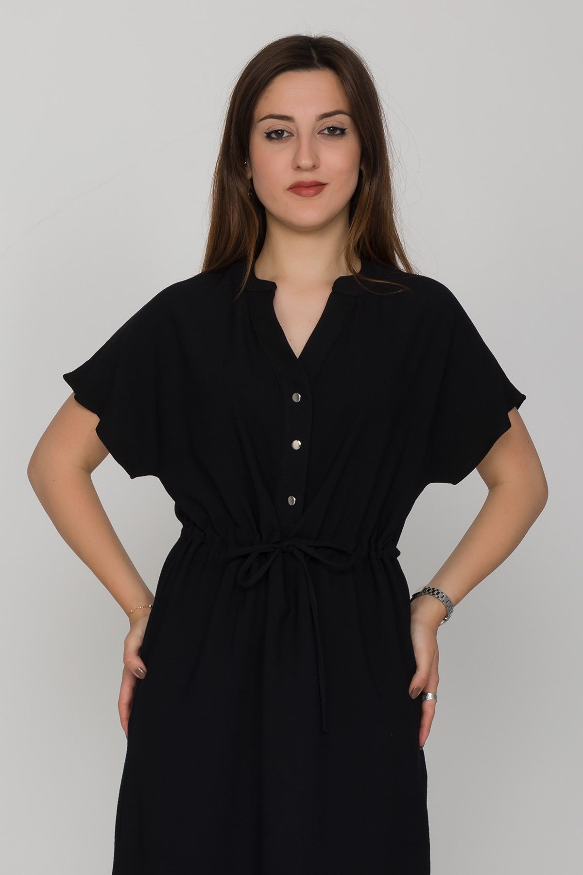 4562 Beli Büzgülü Vyaka Yırtmaçlı Viscon Bluz