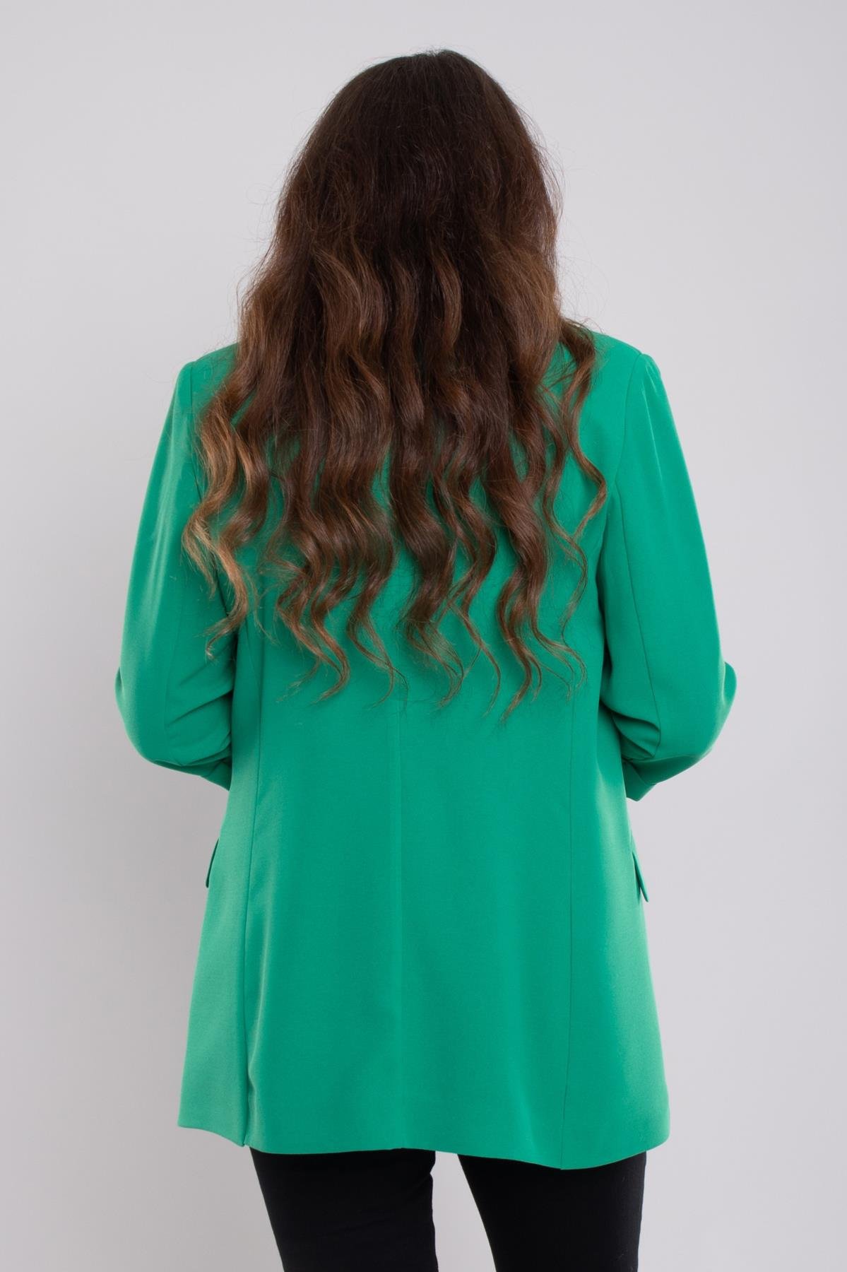 4603 Büyük Beden Gold Düğmeli Blazer Tunik Ceket