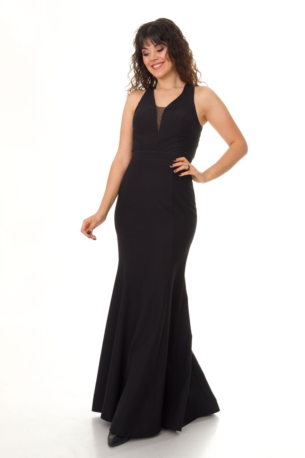 4684 KREP YAKASI ÇAPRAZ BALIK UZUN ABİYE