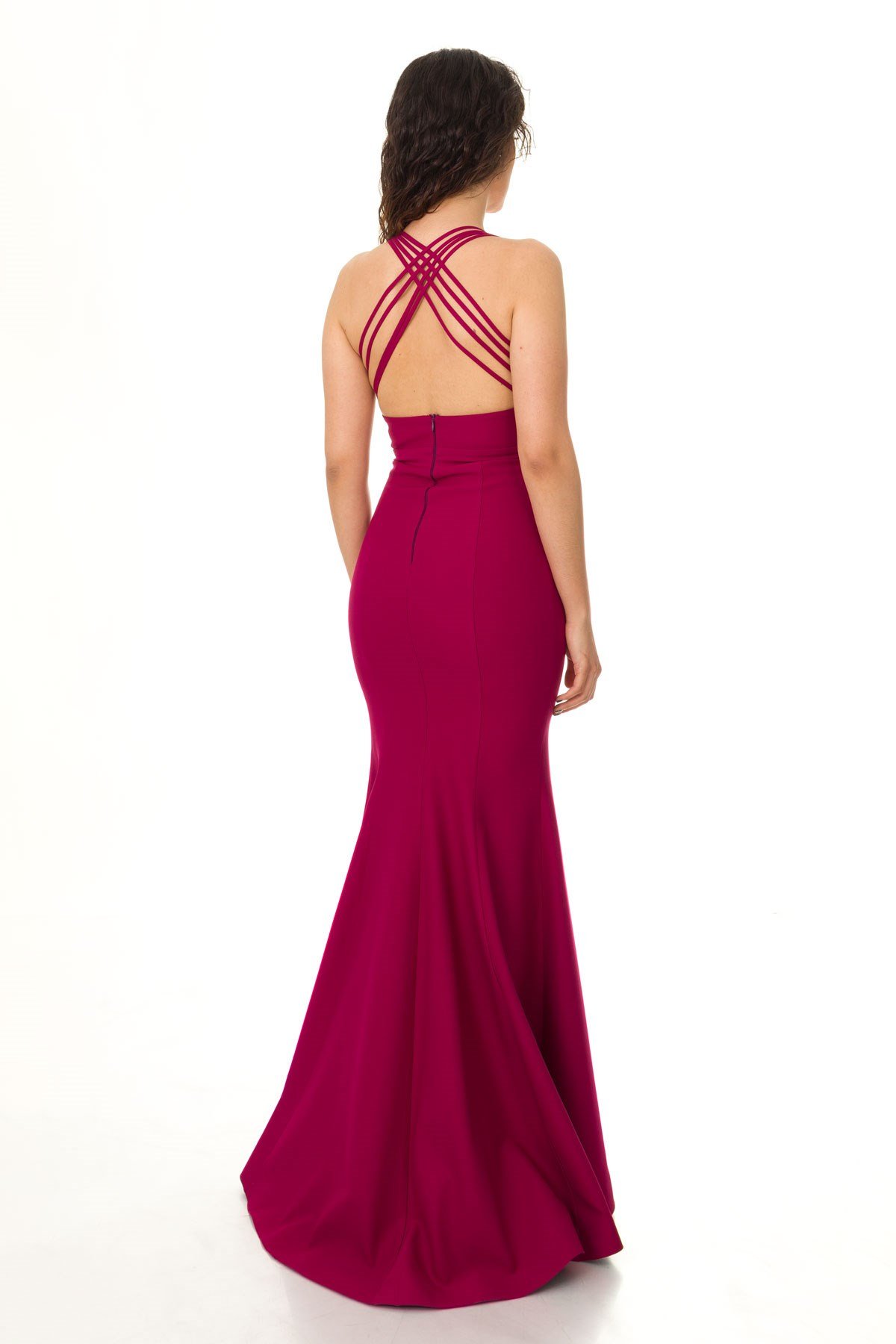 4684 KREP YAKASI ÇAPRAZ BALIK UZUN ABİYE