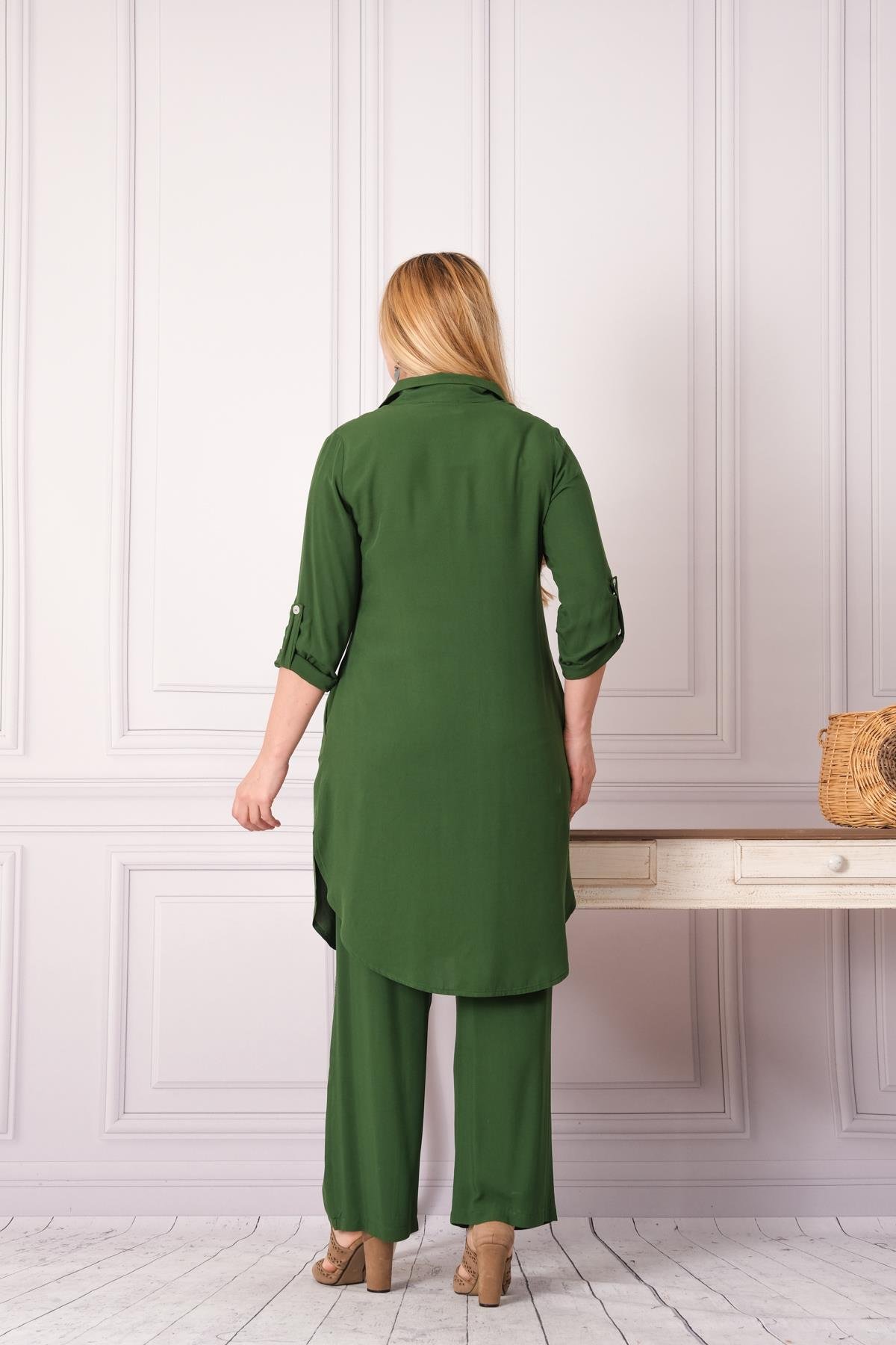 4748 Pamuk Gömlek Pantolon Otantik Tesettür İkili Takım