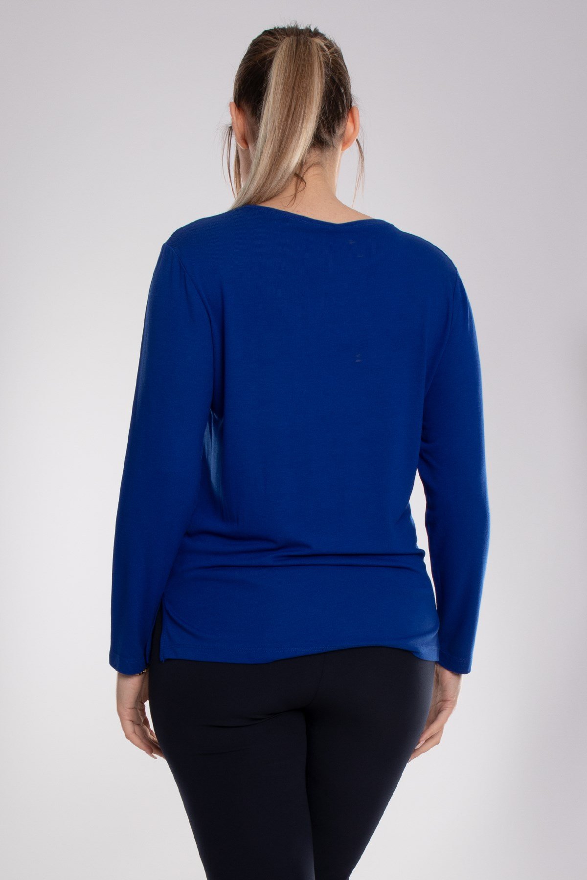 5003 Büyük Beden Taş Baskı Daire Desen Viscon Kadın Bluz