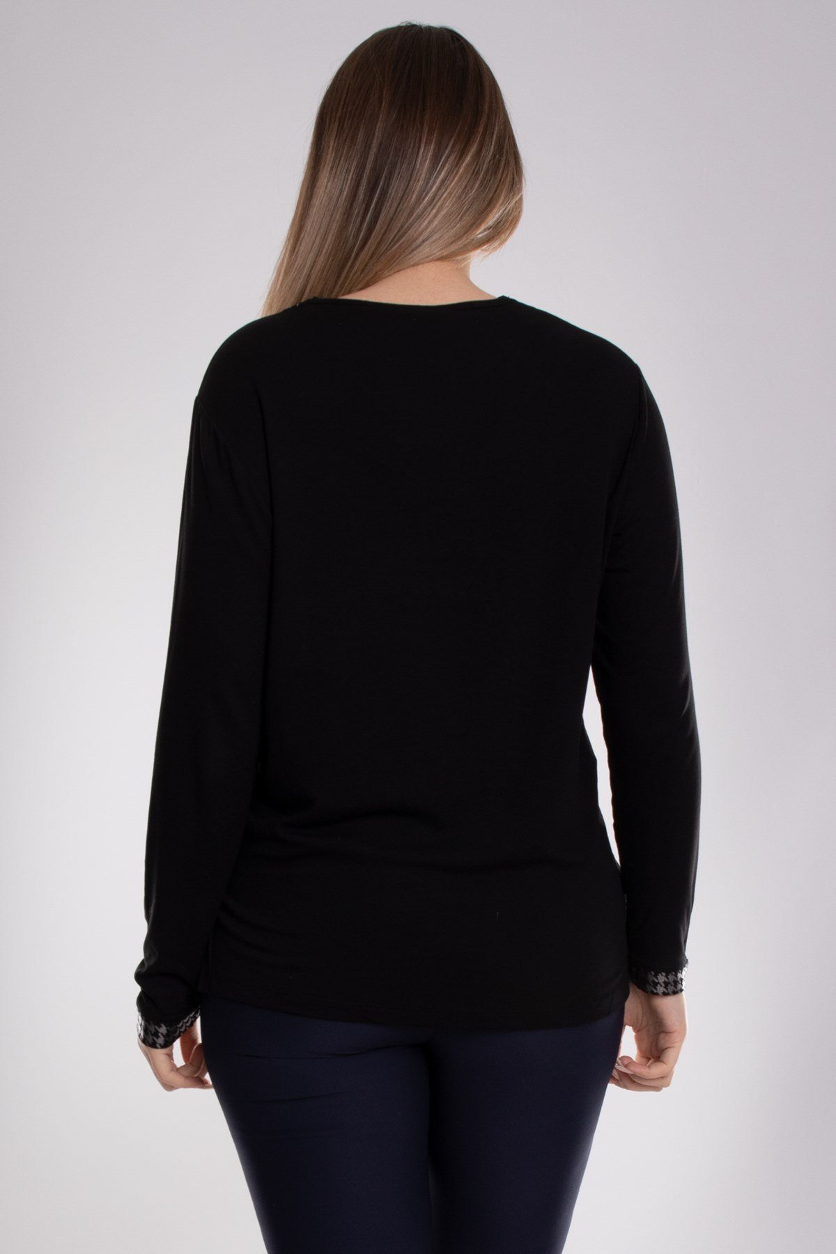 5020 Büyük Beden Vyaka Kazayağı Detay Viscon Kadın Bluz