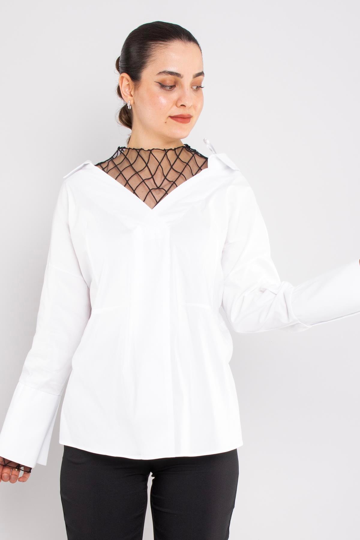 50284 File Detay Pamuklu Uzun Kol Gömlek