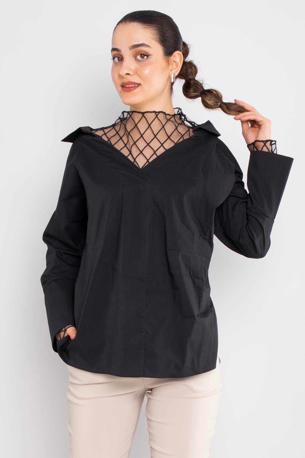 50284 File Detay Pamuklu Uzun Kol Gömlek